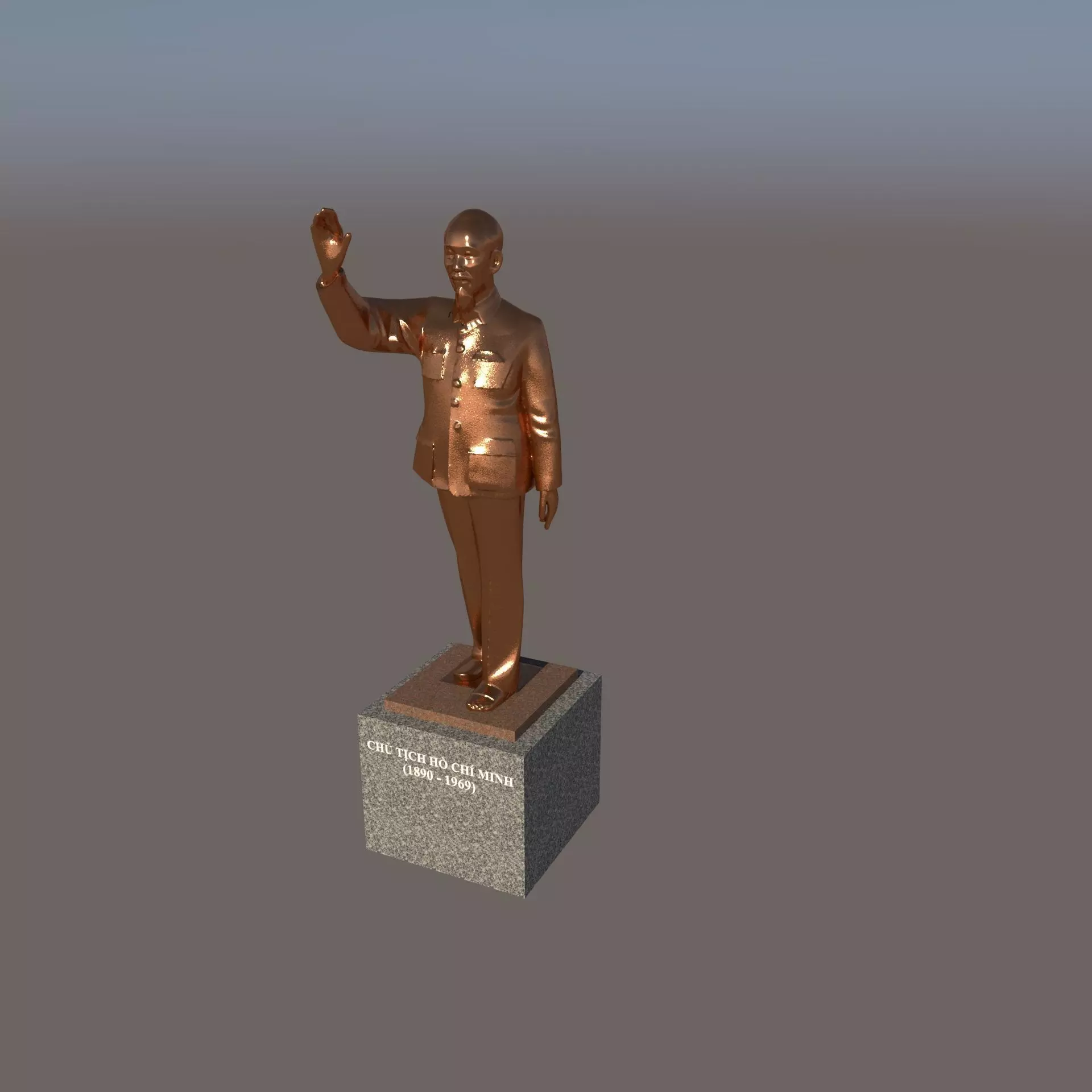  Statue Ho Chi Minh Free low-poly 3D model_2