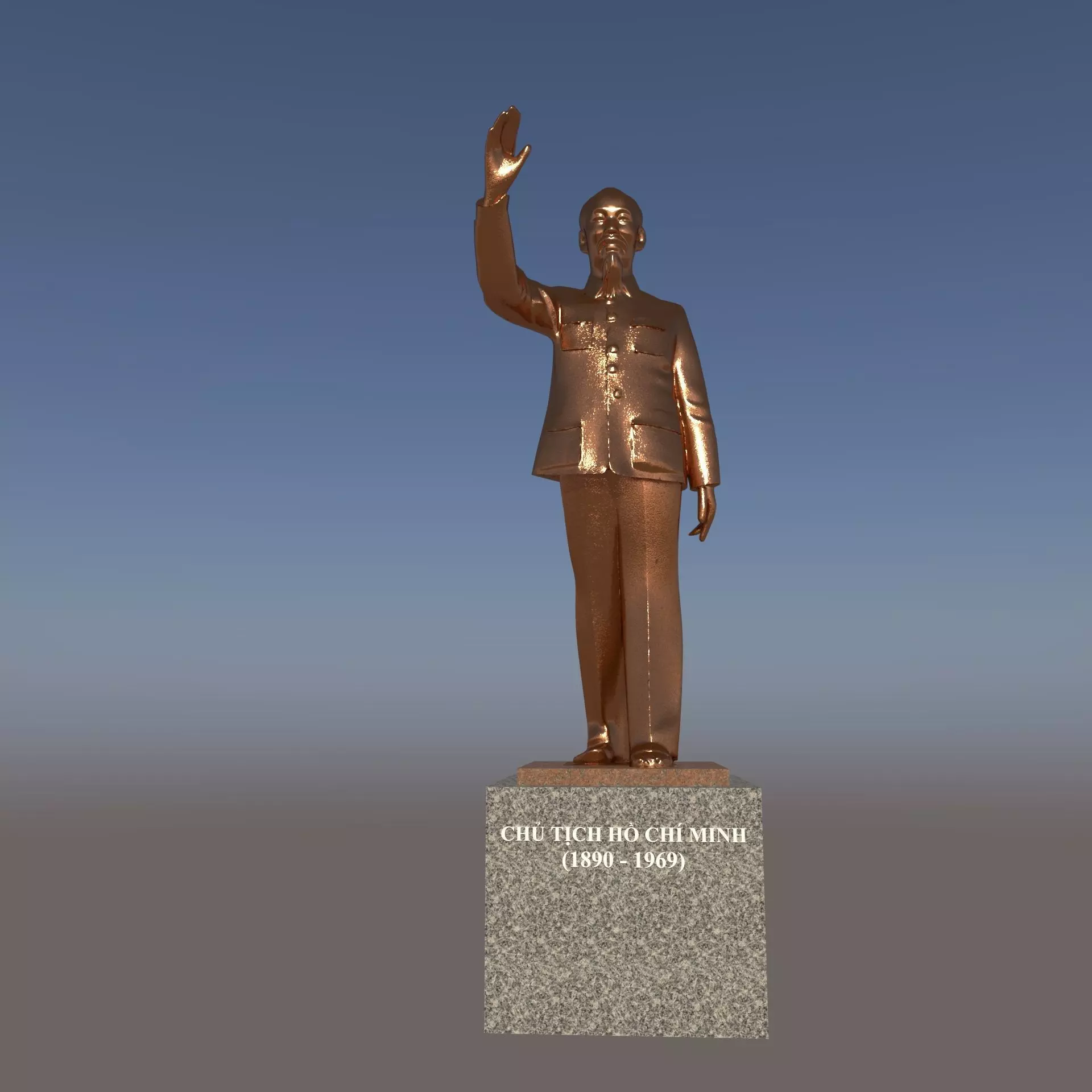  Statue Ho Chi Minh Free low-poly 3D model_0