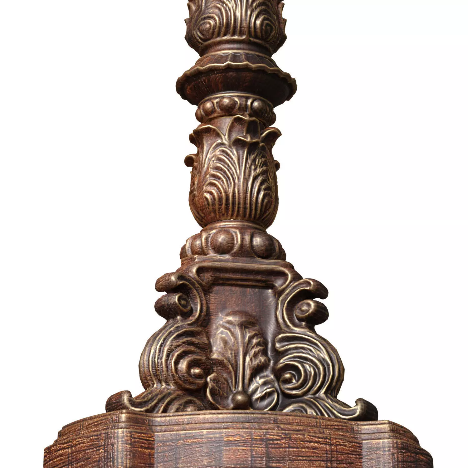 Wooden Rustic Side Gilded Classic Coffee Table 3D model_2