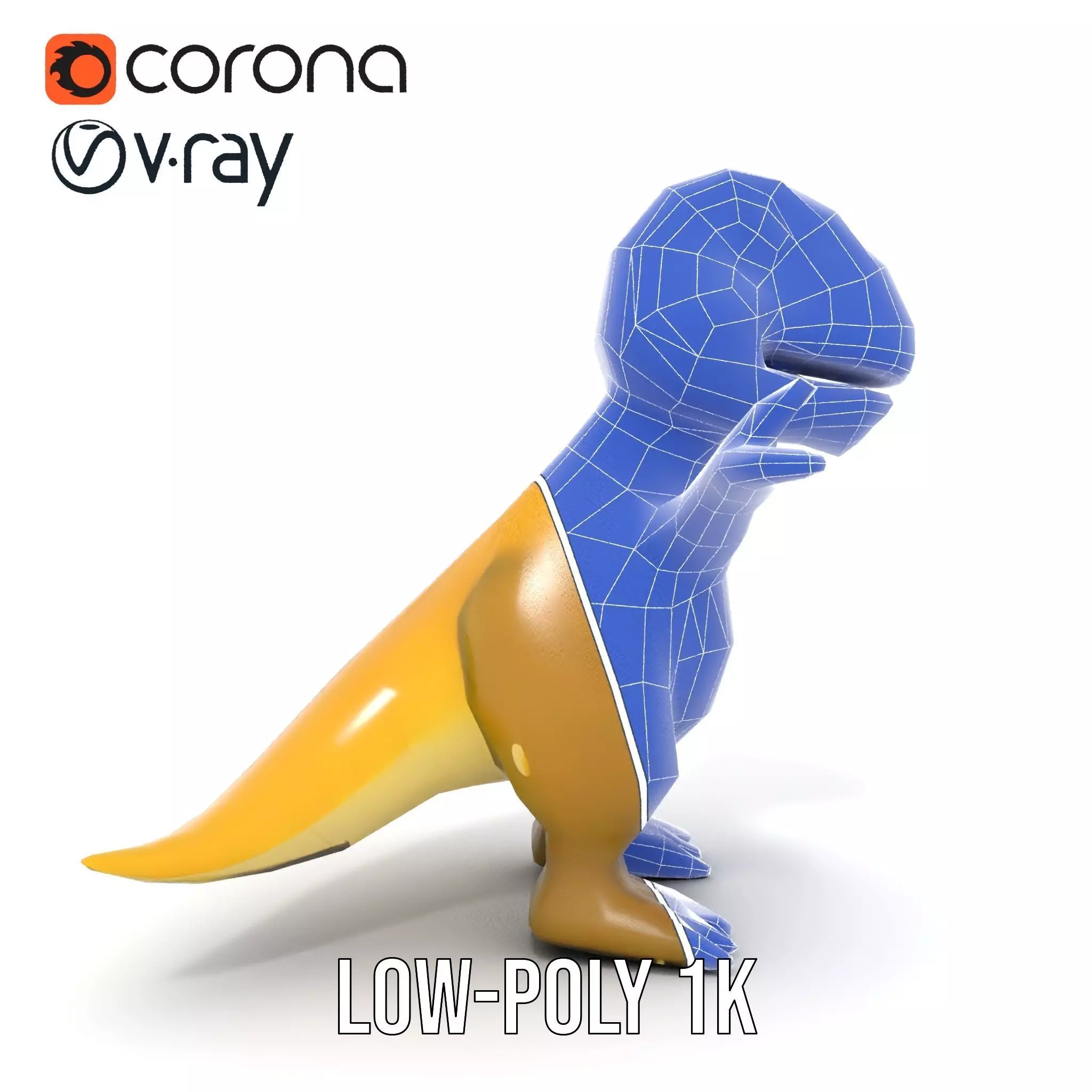 Friendly Dinosaur Rigged and Animated Character Model Low-poly 3D model_14