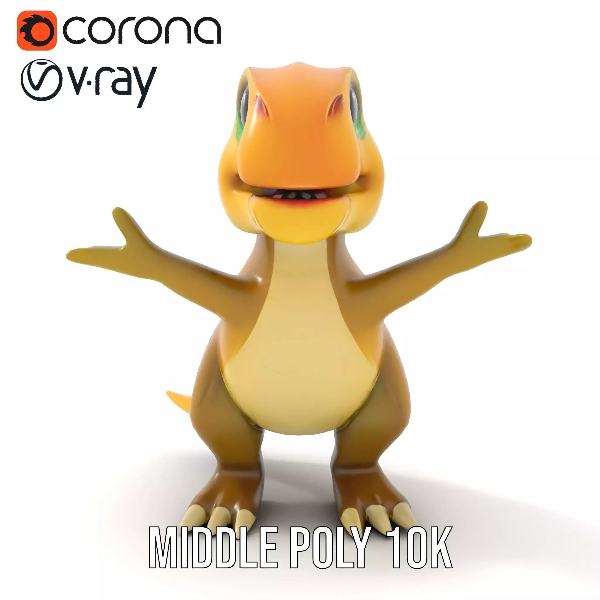 Friendly Dinosaur Rigged and Animated Character Model Low-poly 3D model_13
