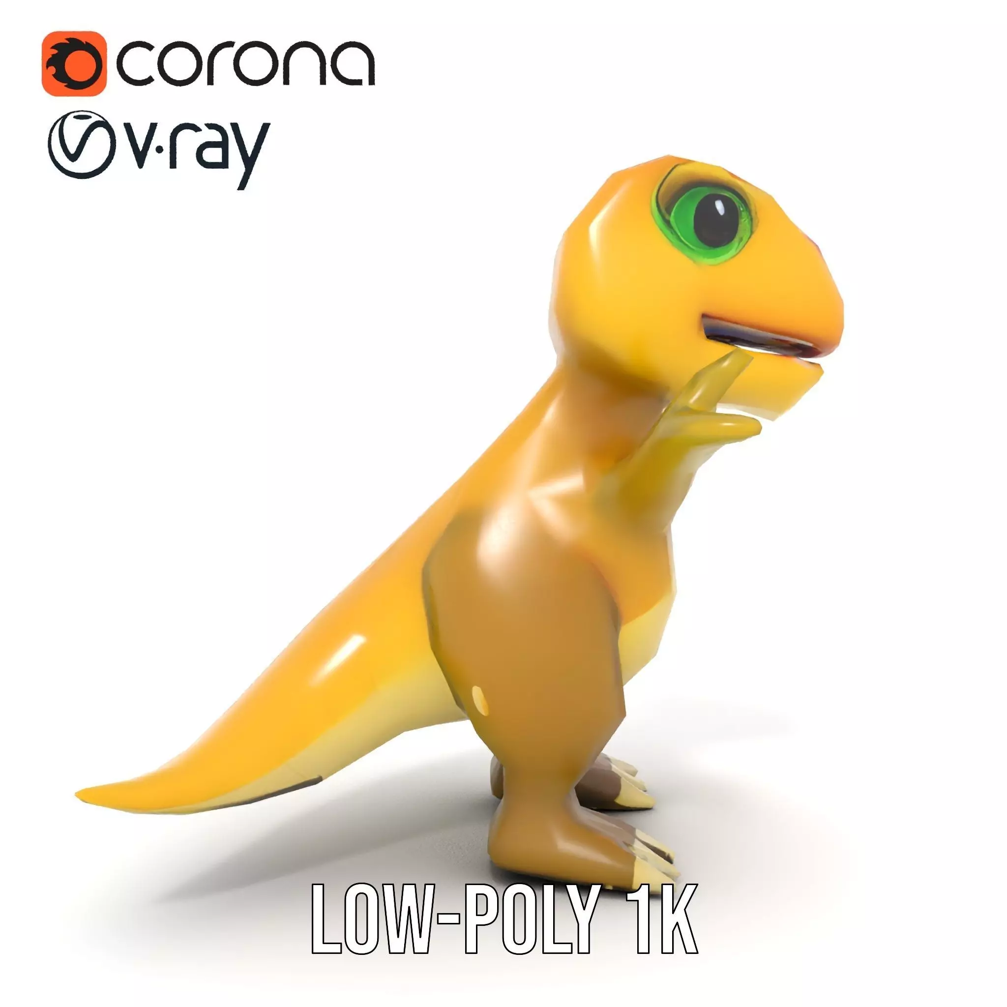 Friendly Dinosaur Rigged and Animated Character Model Low-poly 3D model_11