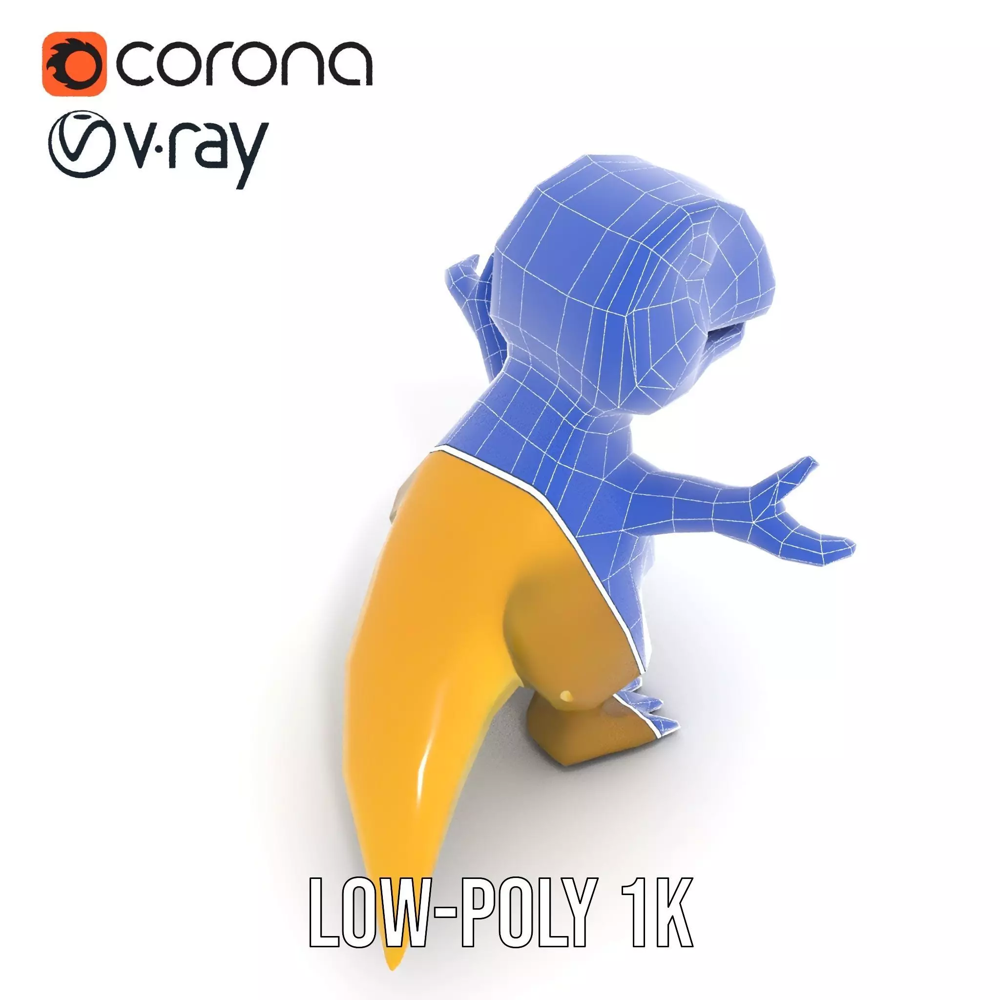 Friendly Dinosaur Rigged and Animated Character Model Low-poly 3D model_17