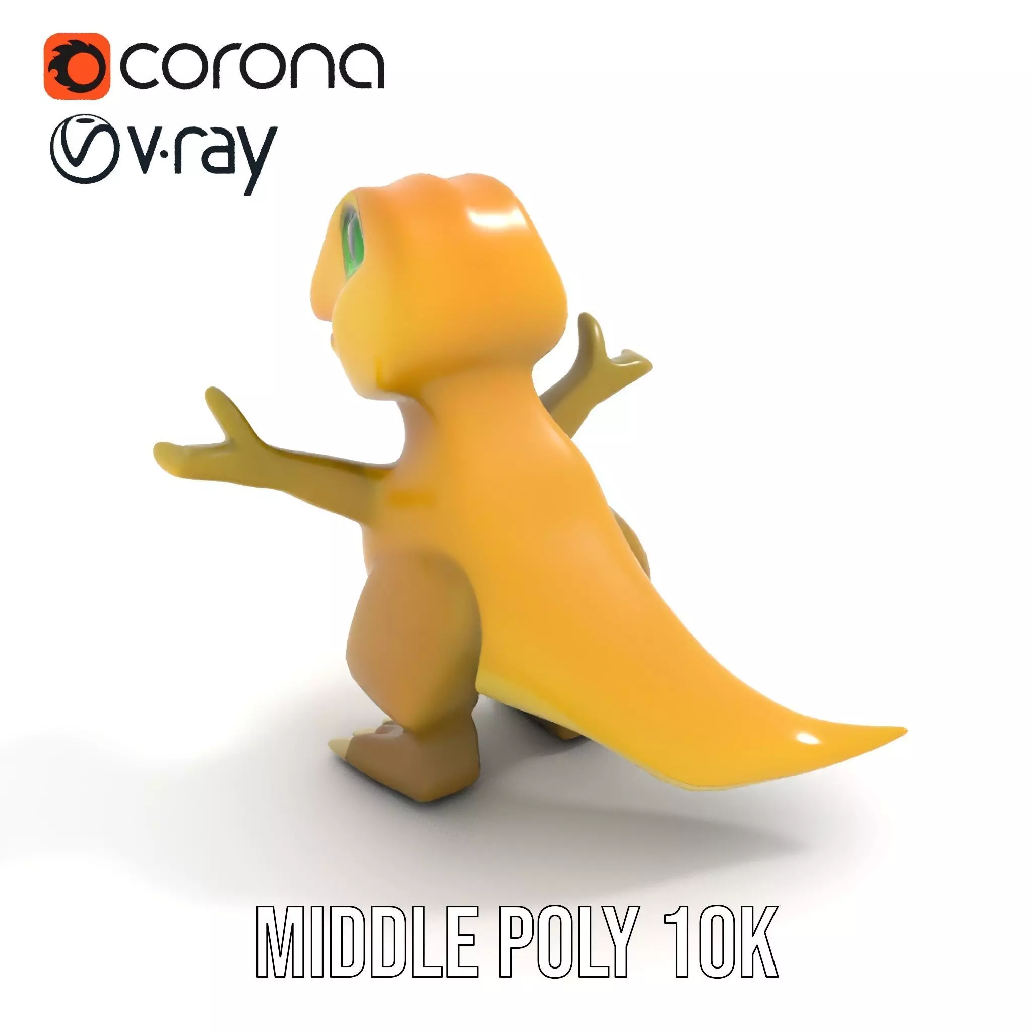 Friendly Dinosaur Rigged and Animated Character Model Low-poly 3D model_19