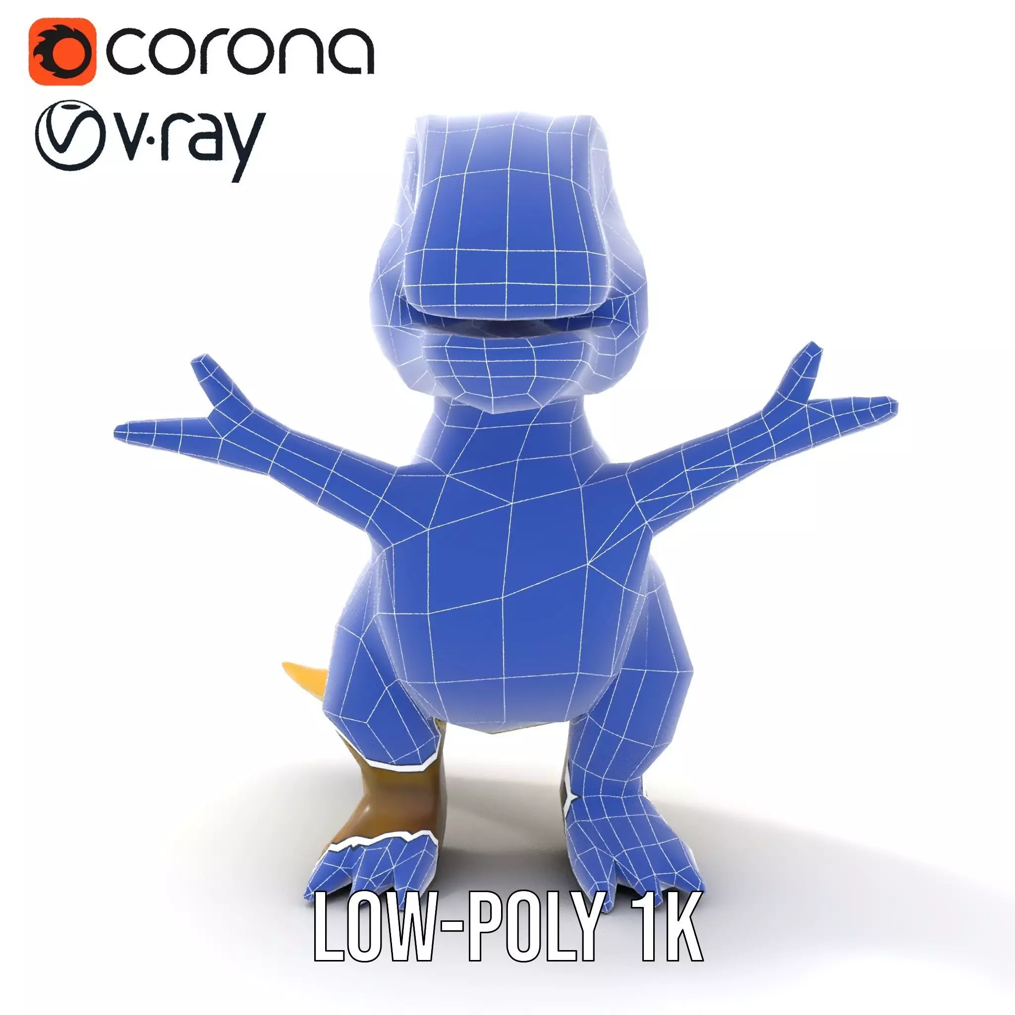 Friendly Dinosaur Rigged and Animated Character Model Low-poly 3D model_31