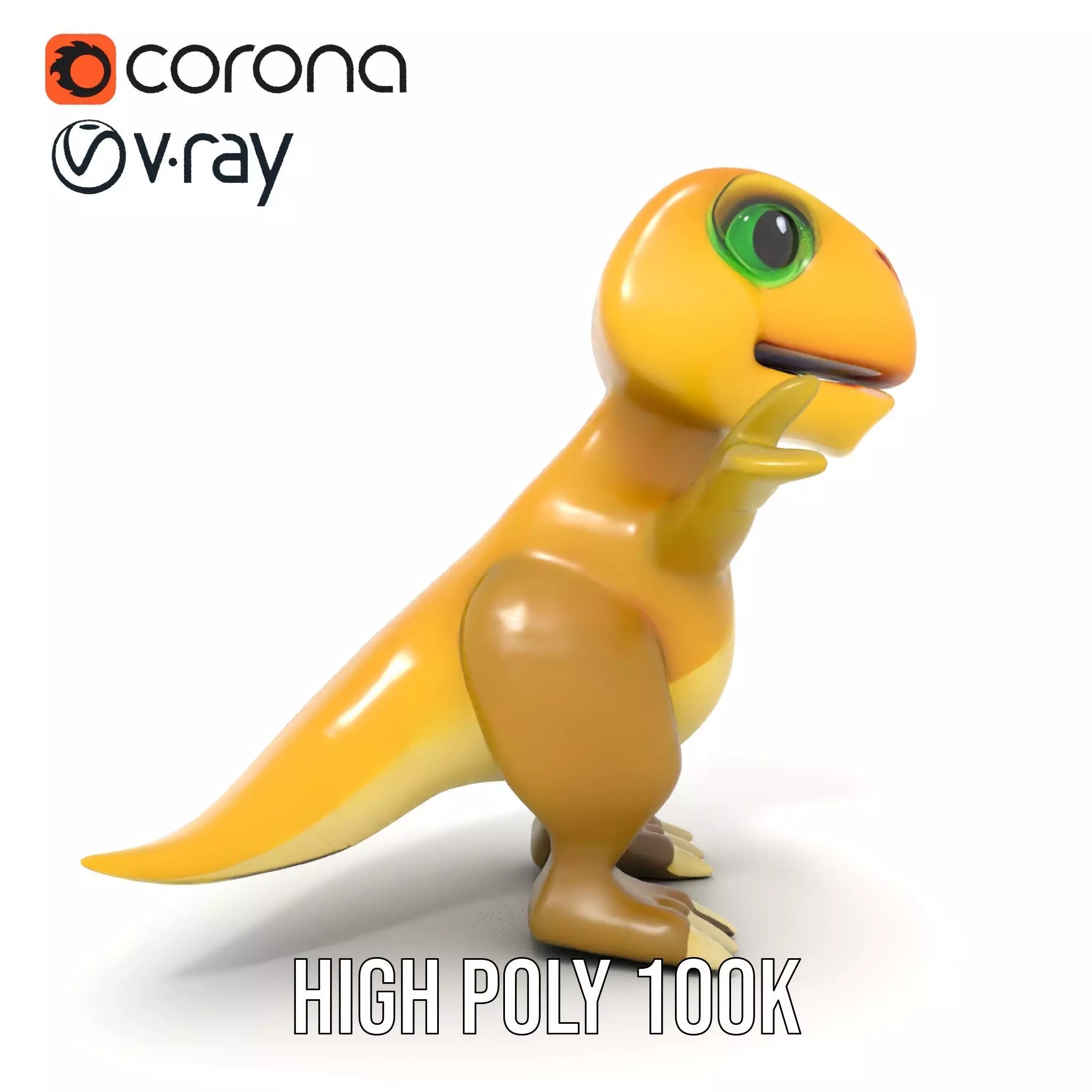 Friendly Dinosaur Rigged and Animated Character Model Low-poly 3D model_27