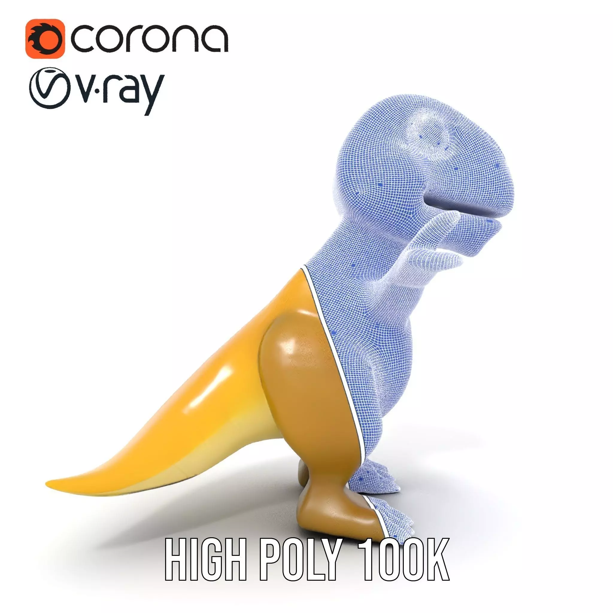 Friendly Dinosaur Rigged and Animated Character Model Low-poly 3D model_37
