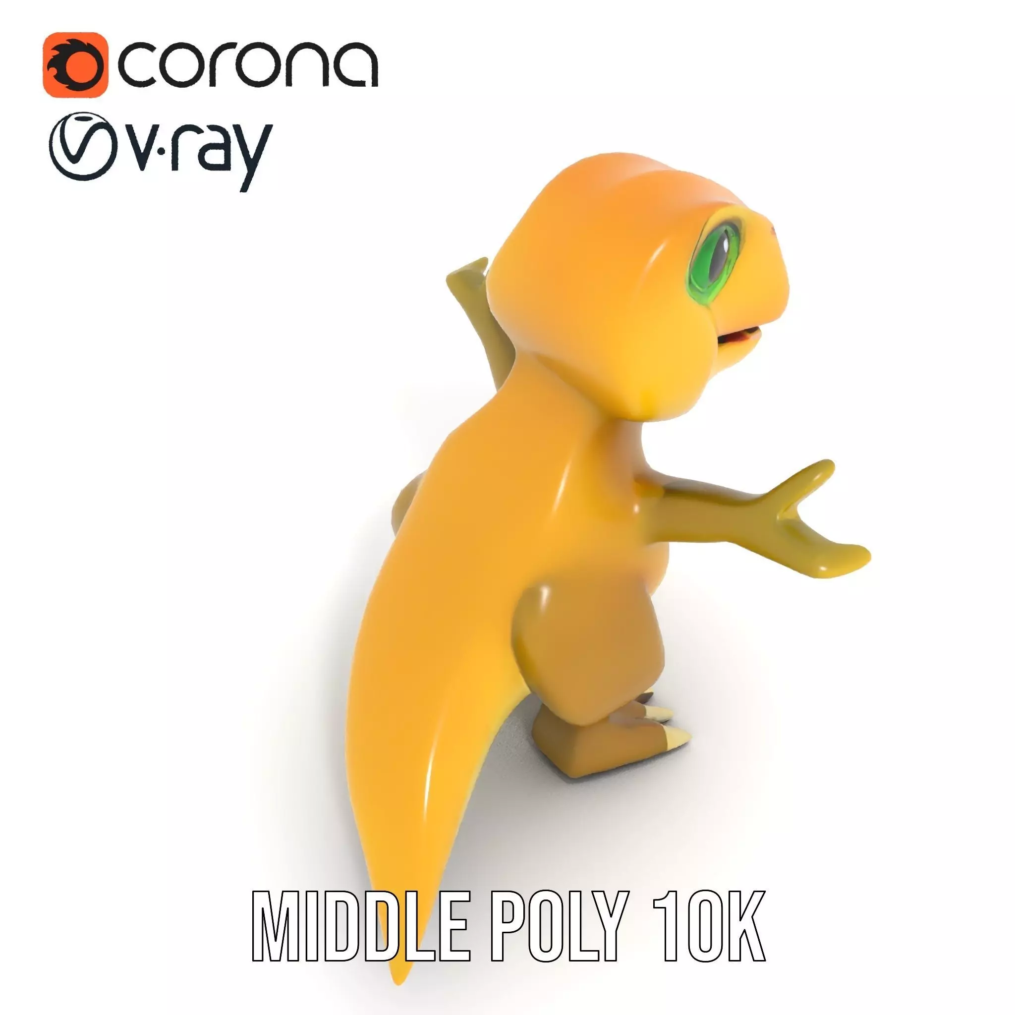 Friendly Dinosaur Rigged and Animated Character Model Low-poly 3D model_10