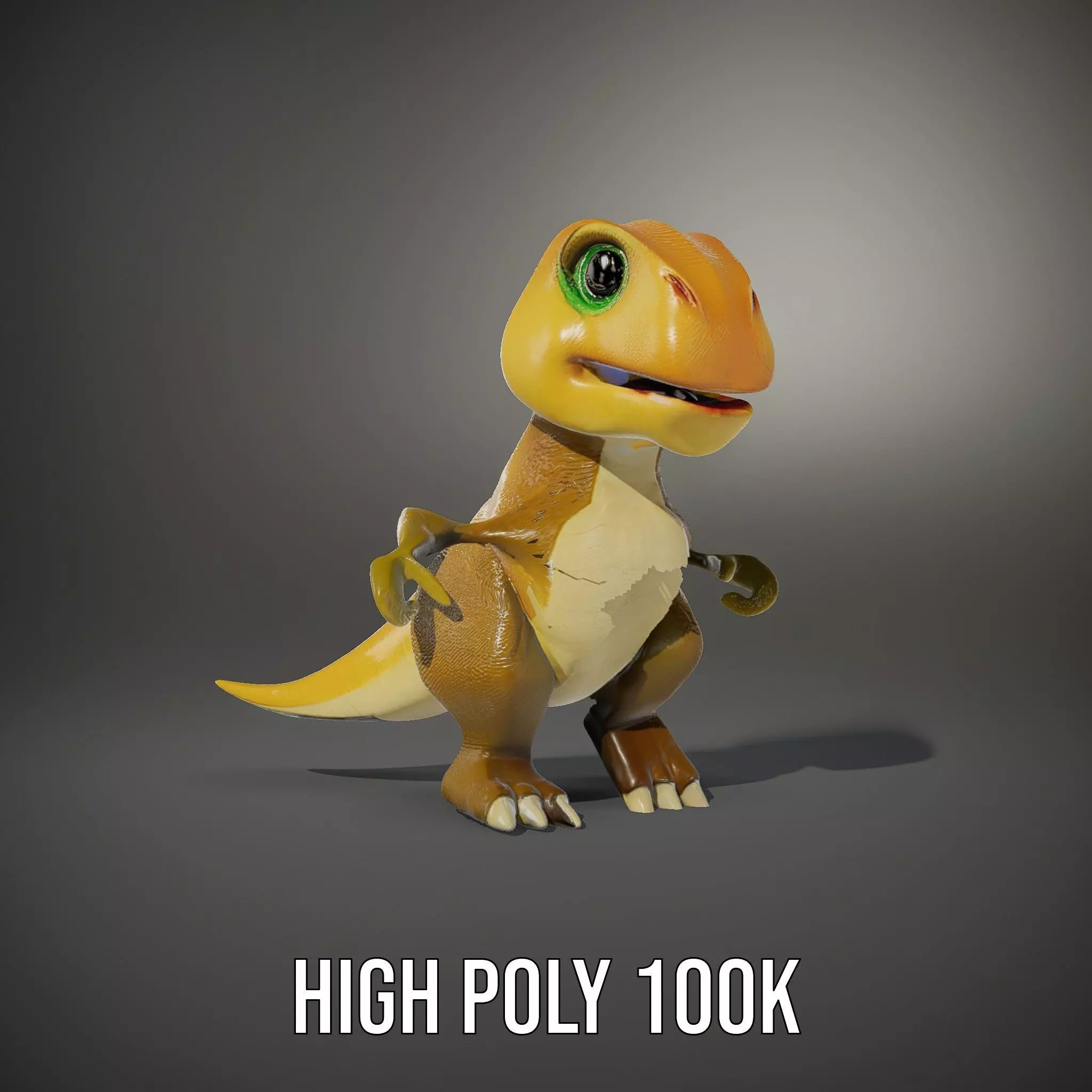 Friendly Dinosaur Rigged and Animated Character Model Low-poly 3D model_24