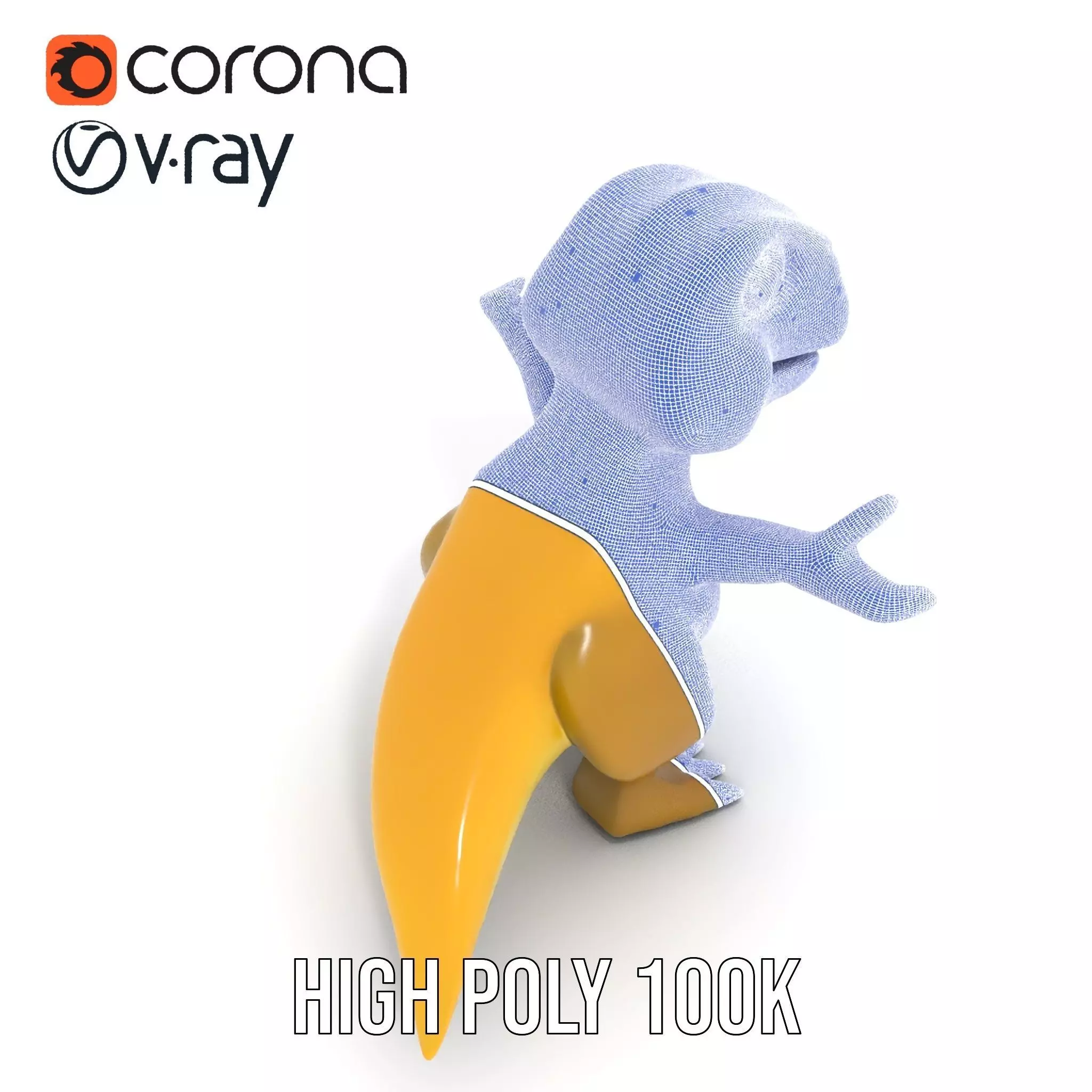 Friendly Dinosaur Rigged and Animated Character Model Low-poly 3D model_36