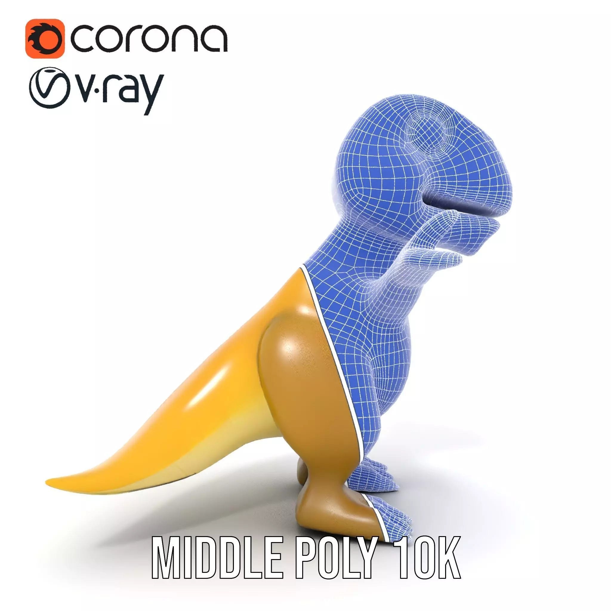 Friendly Dinosaur Rigged and Animated Character Model Low-poly 3D model_35