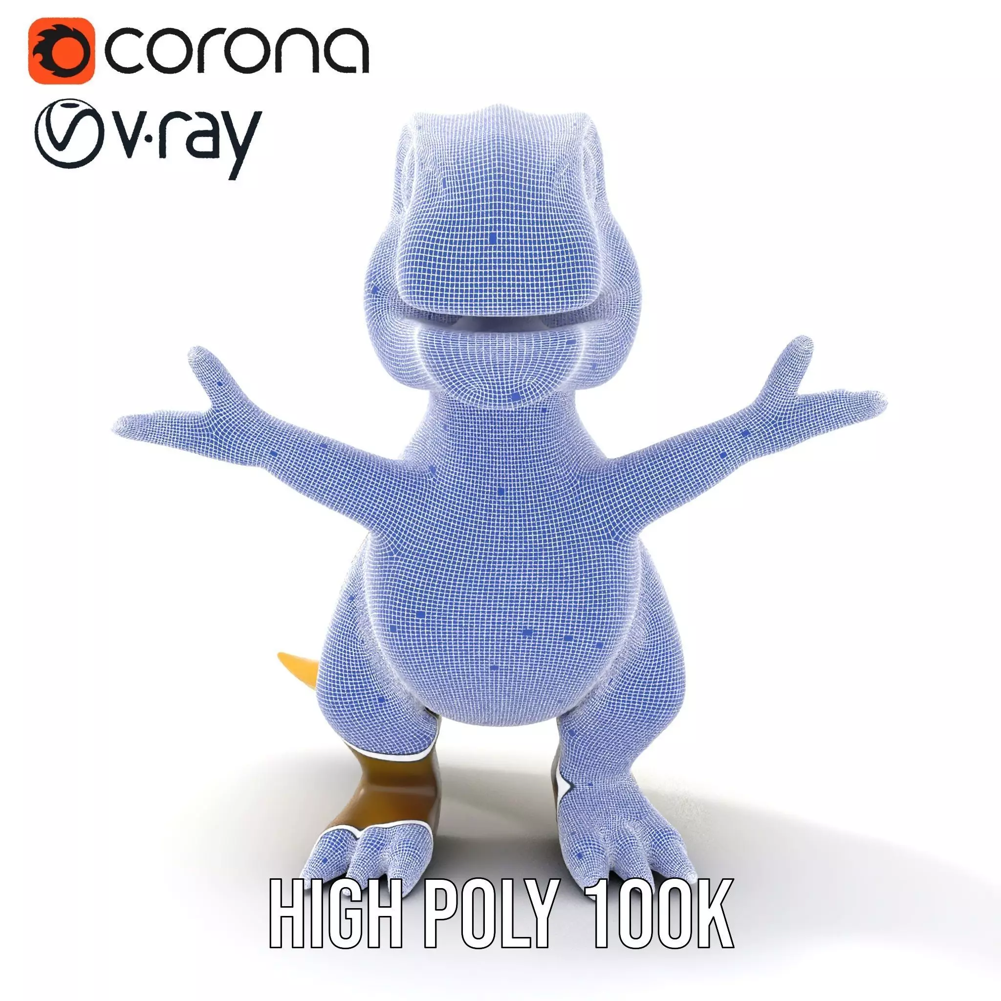 Friendly Dinosaur Rigged and Animated Character Model Low-poly 3D model_34