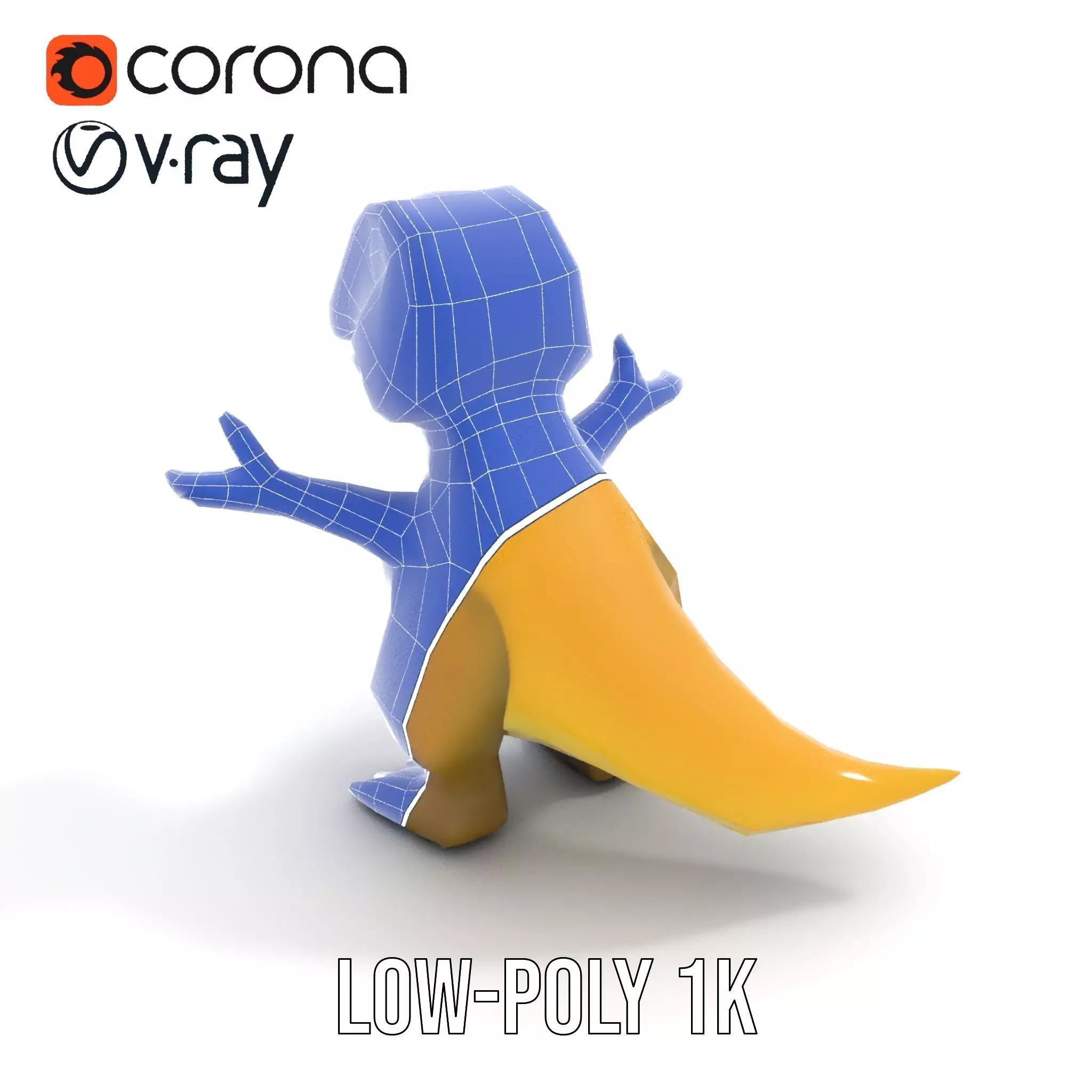 Friendly Dinosaur Rigged and Animated Character Model Low-poly 3D model_23