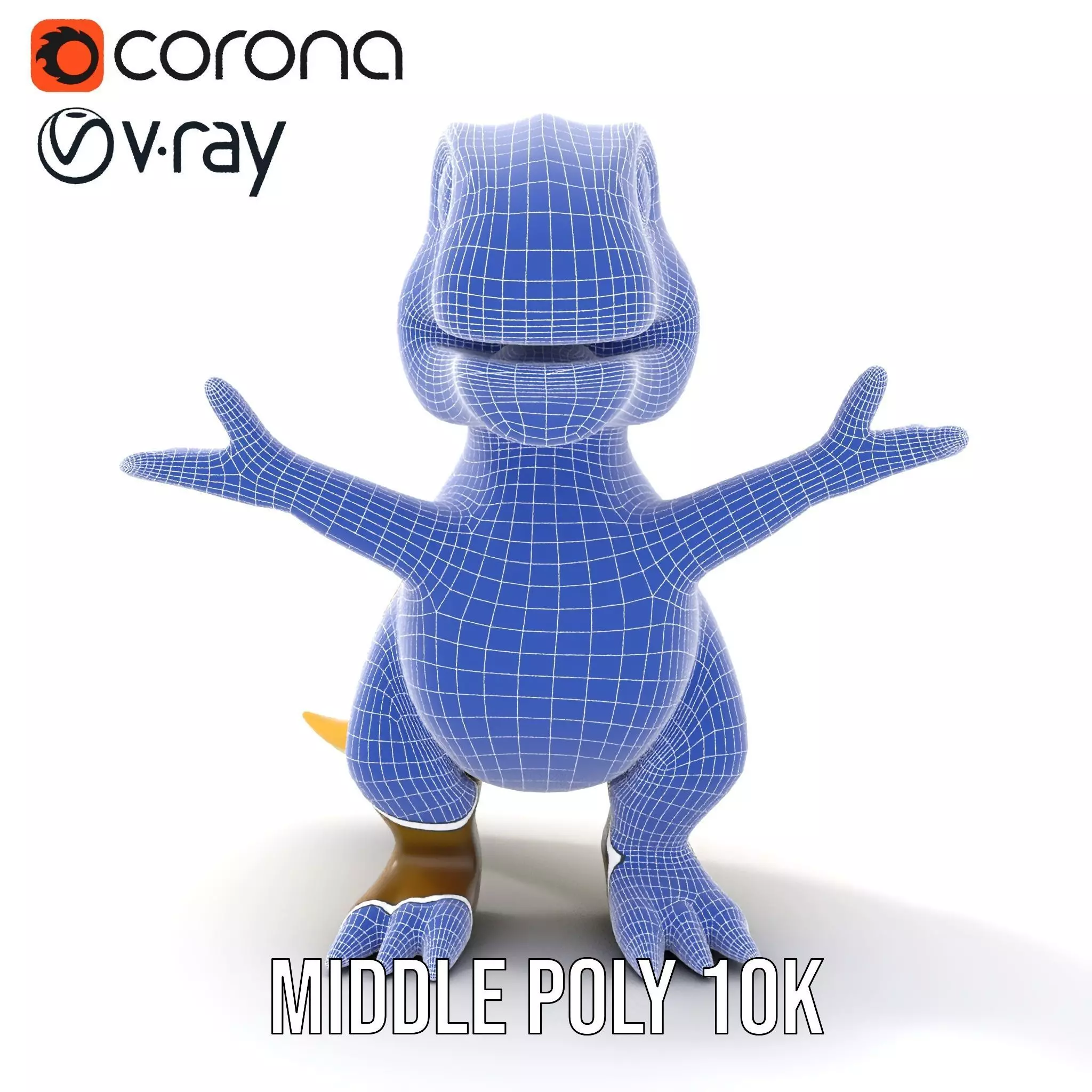 Friendly Dinosaur Rigged and Animated Character Model Low-poly 3D model_33