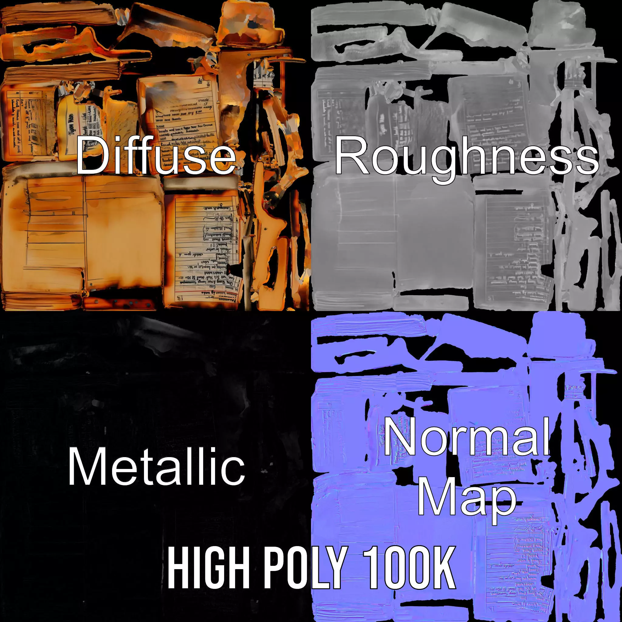 Burnt Book Pages Model Pack Texture_4