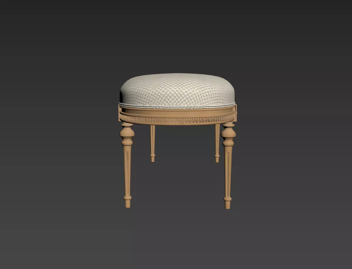 Antique Style Oval-End Upholstered Bench 3D model_19