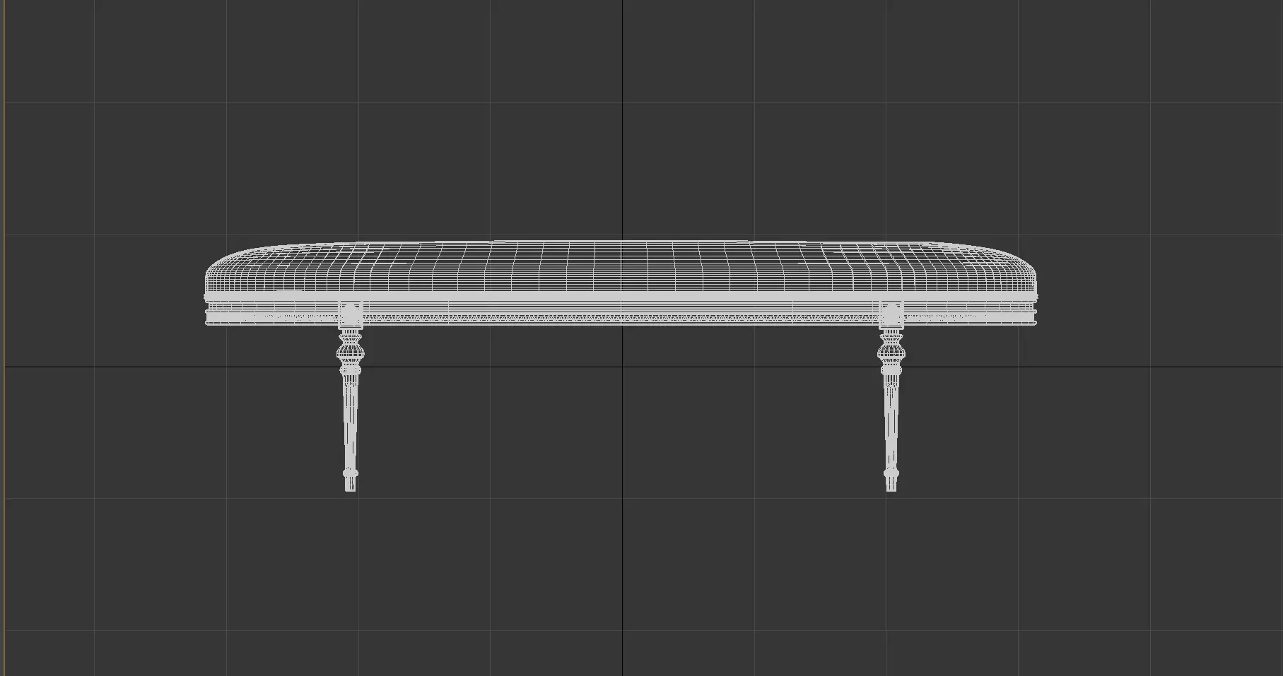 Antique Style Oval-End Upholstered Bench 3D model_13