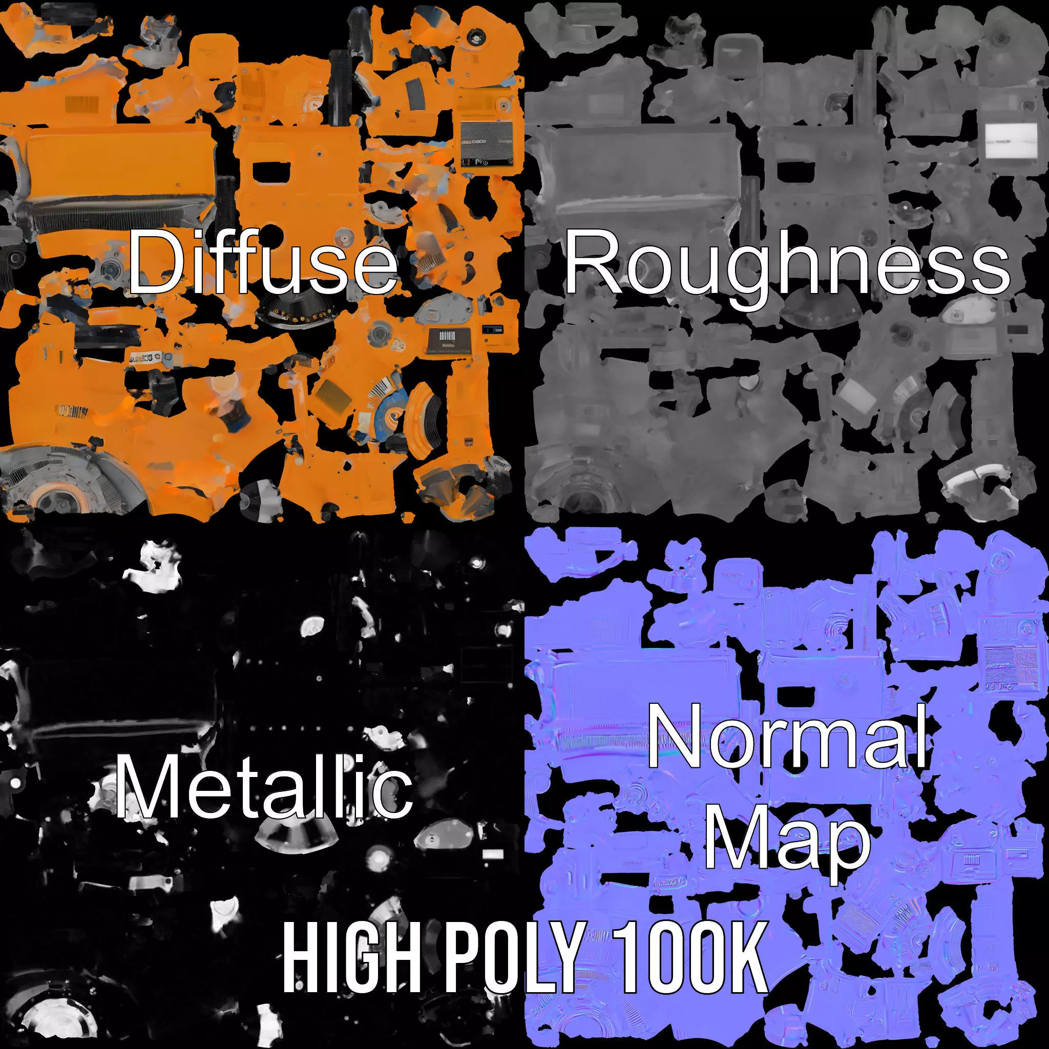 Industrial Gearbox Model Pack Low-poly 3D model_4