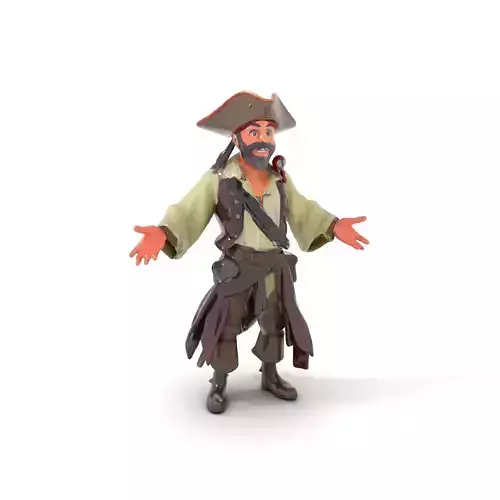 Captivating Pirate Character Model  Rigged and Animated for Games