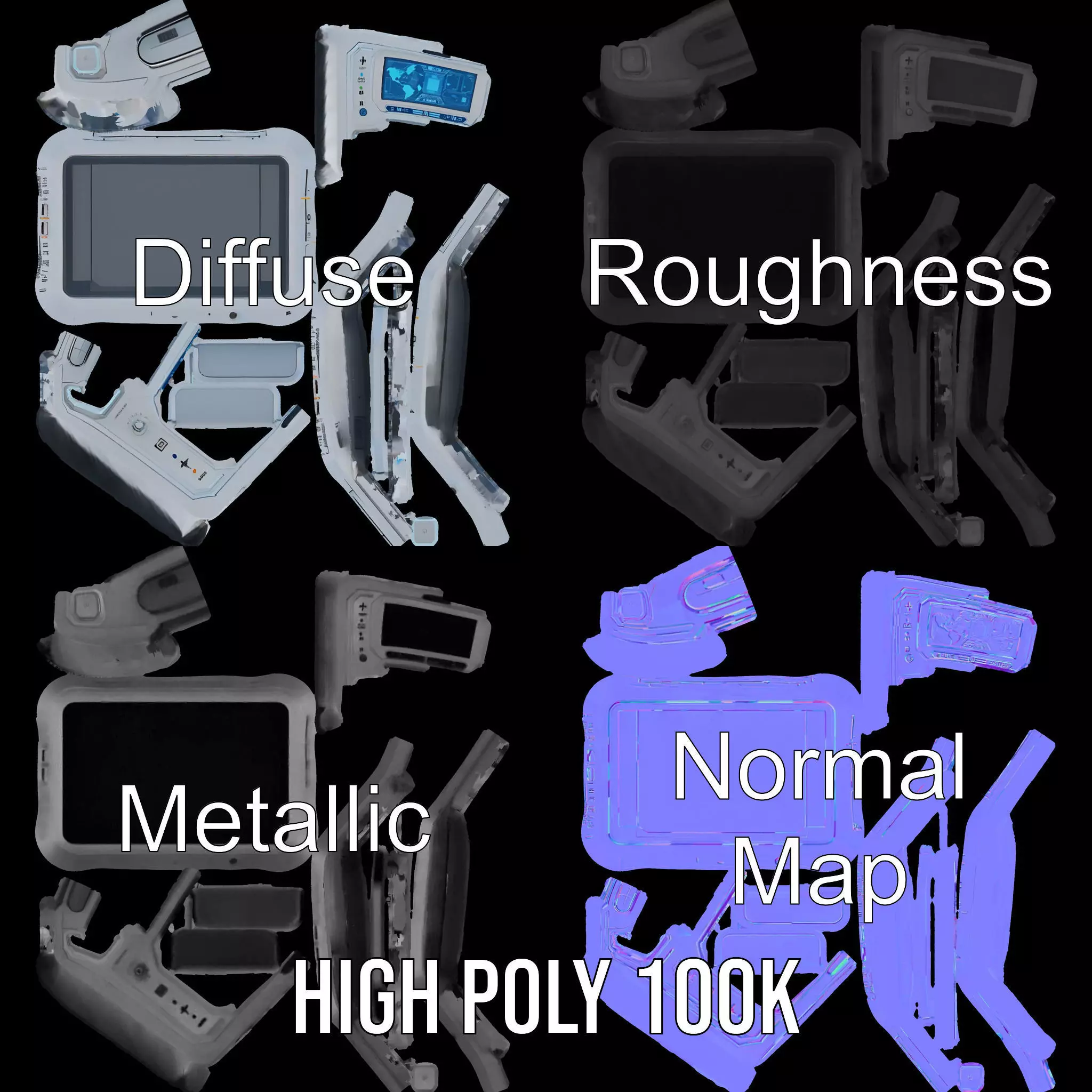 Futuristic Control Panel with Interactive Display model pack Low-poly 3D model_3