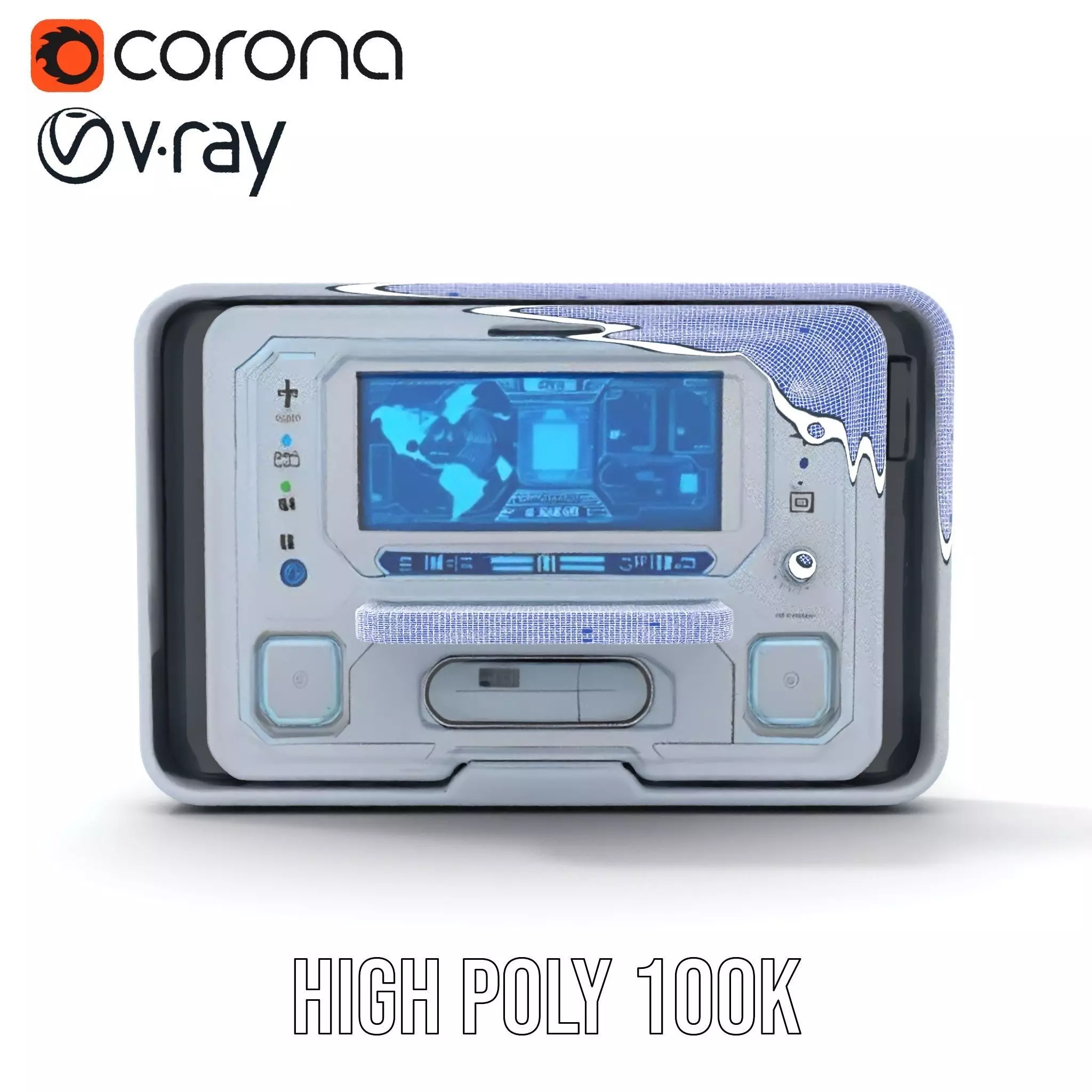 Futuristic Control Panel with Interactive Display model pack Low-poly 3D model_33