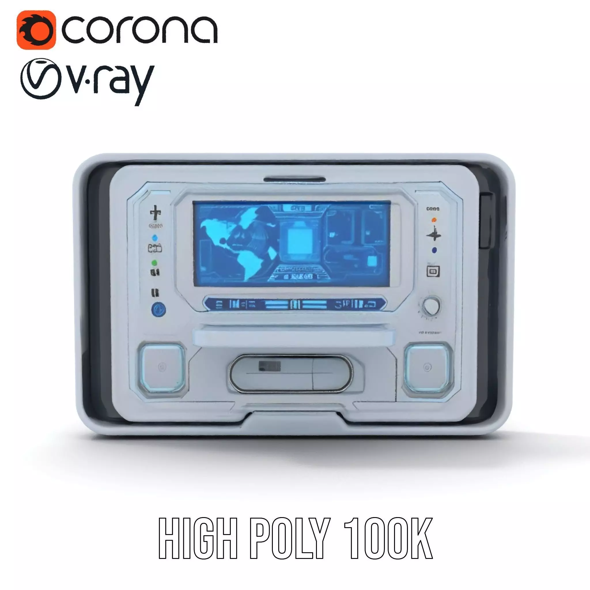 Futuristic Control Panel with Interactive Display model pack Low-poly 3D model_32