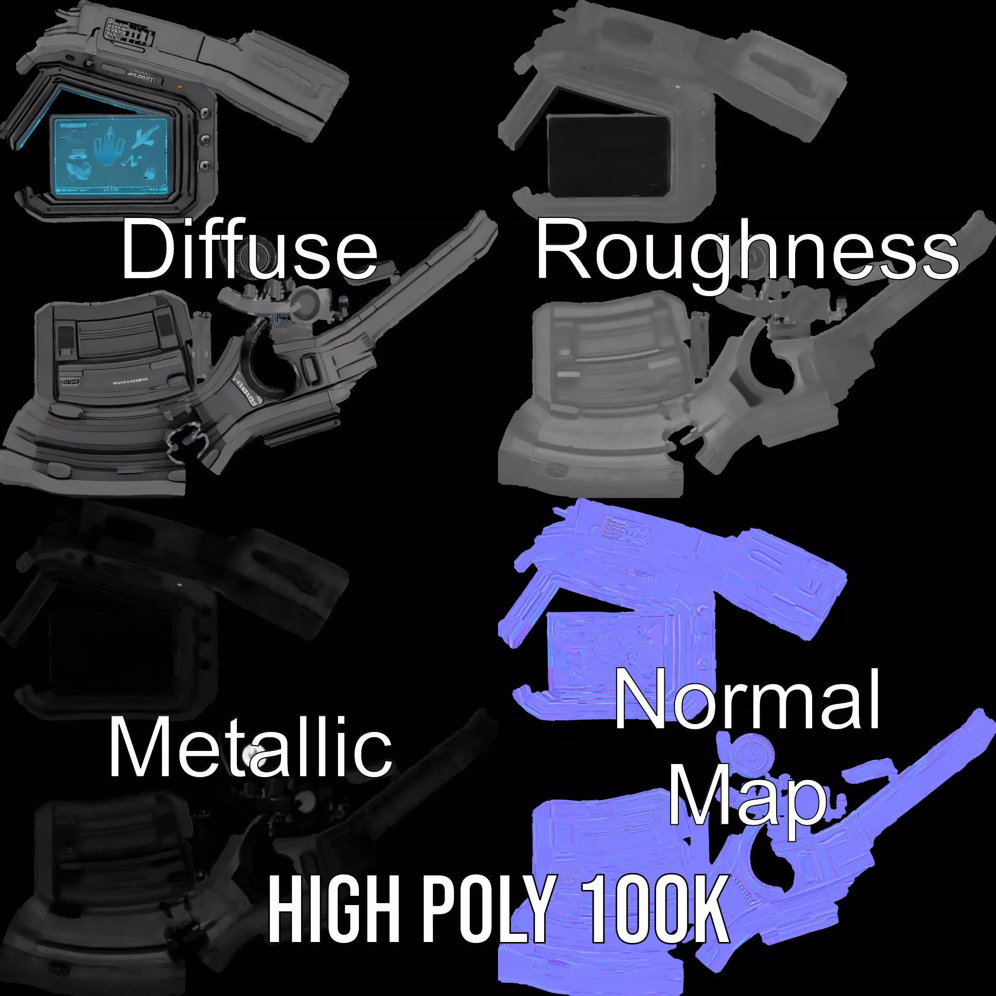 Futuristic Handheld Device Model Pack Low-poly 3D model_3