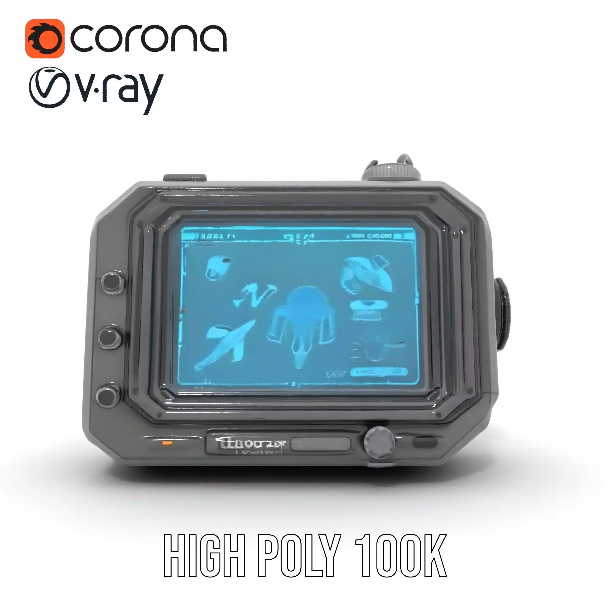 Futuristic Handheld Device Model Pack Low-poly 3D model_23