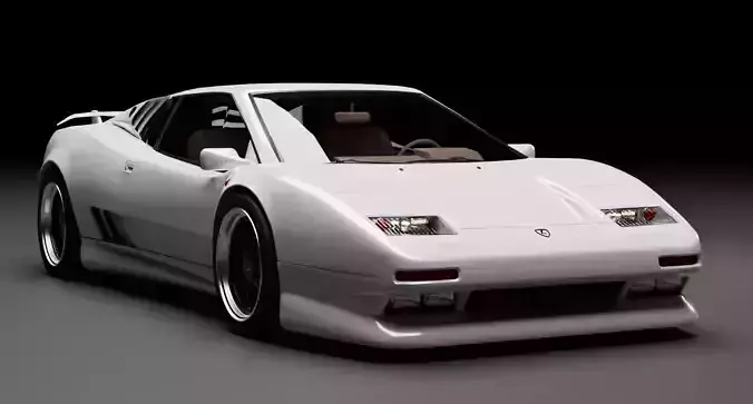 Early 1990s generic supercar  Low-poly 3D model