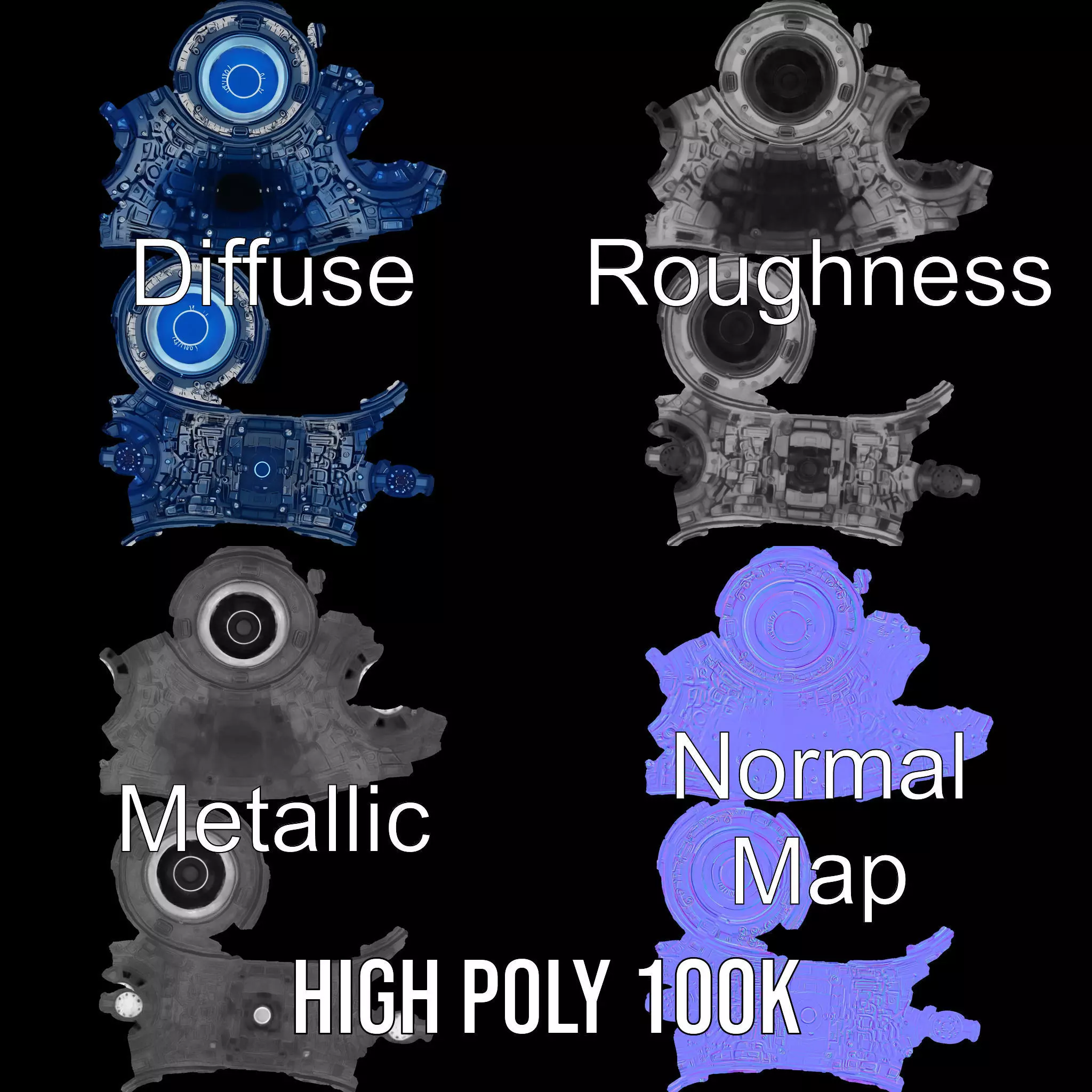 Futuristic Energy Sphere Model Pack Low-poly 3D model_3