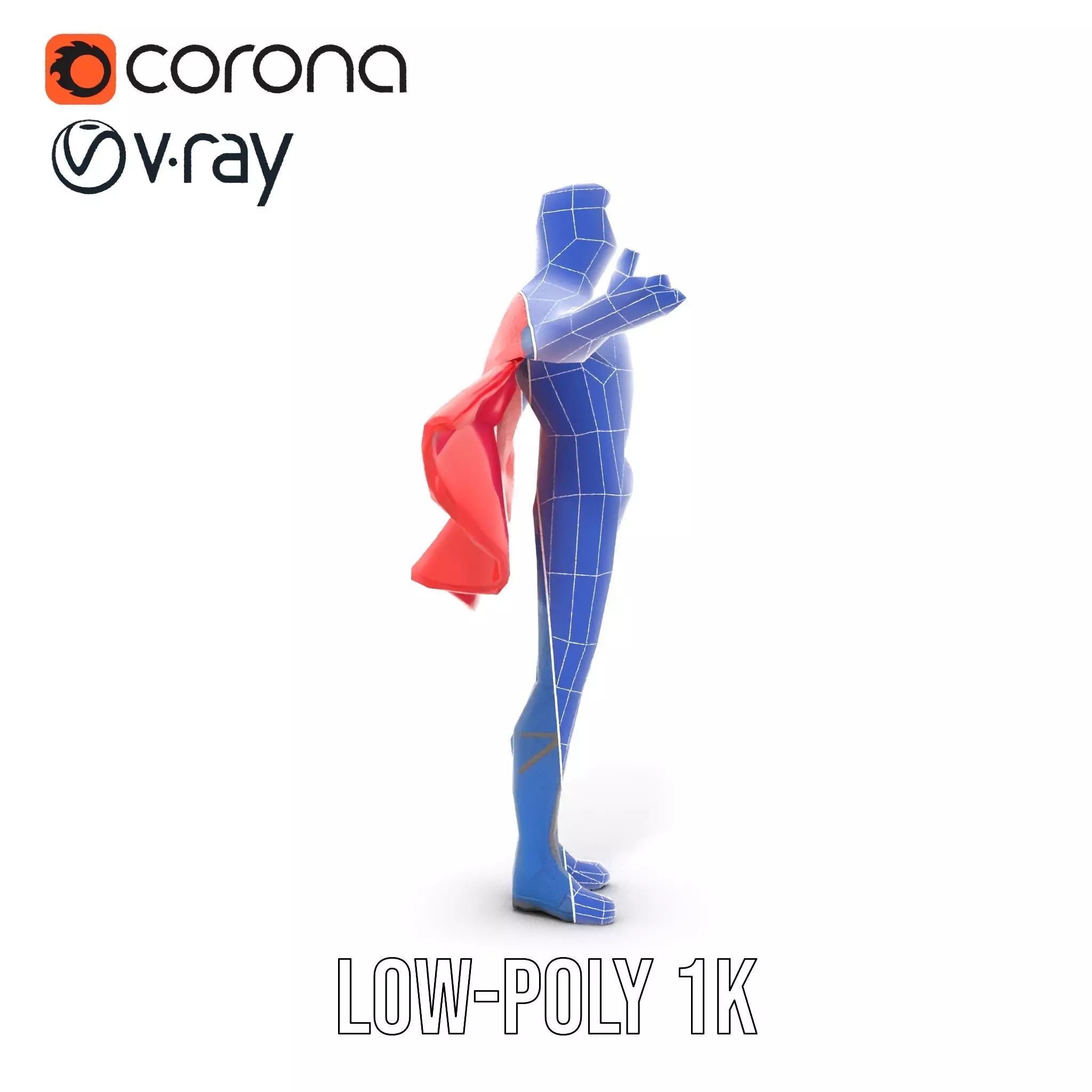 Superhero Character Model Rigged and Animated Low-poly 3D model_22