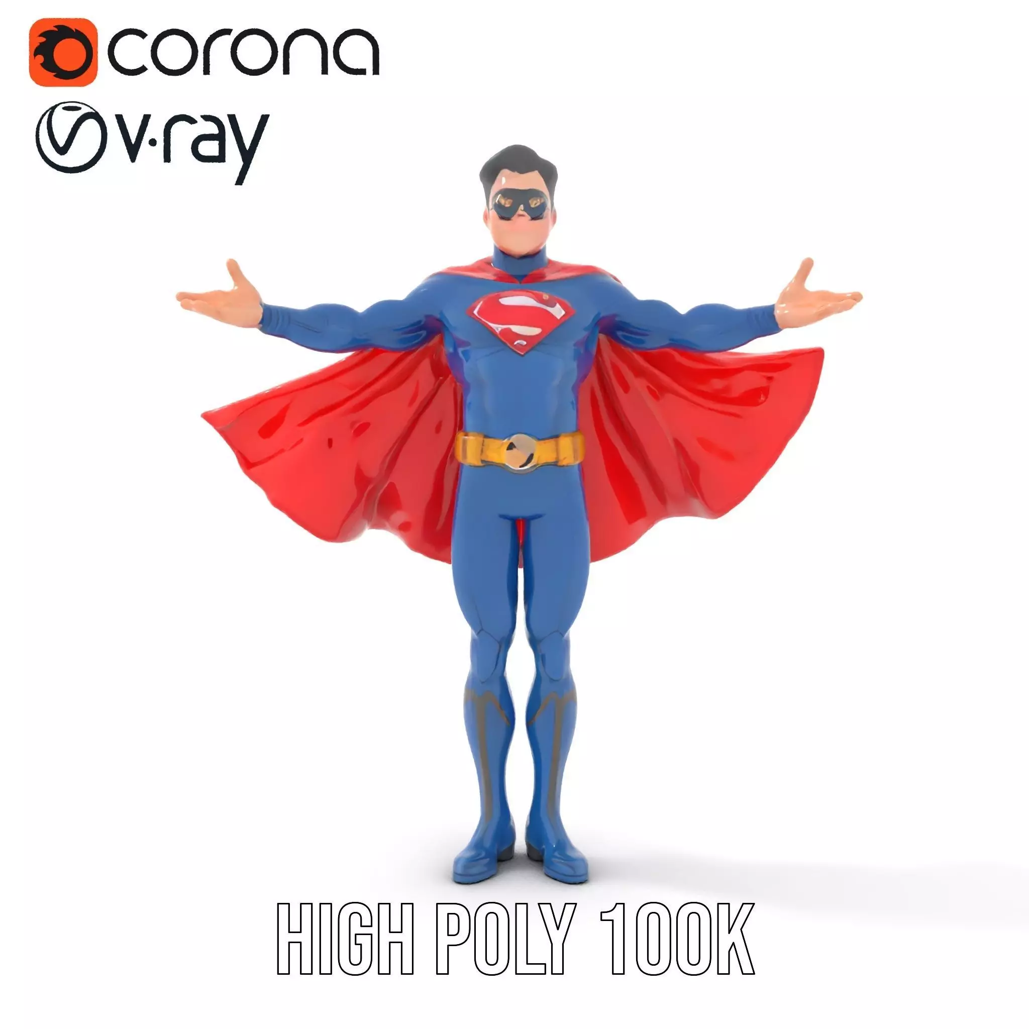 Superhero Character Model Rigged and Animated Low-poly 3D model_18