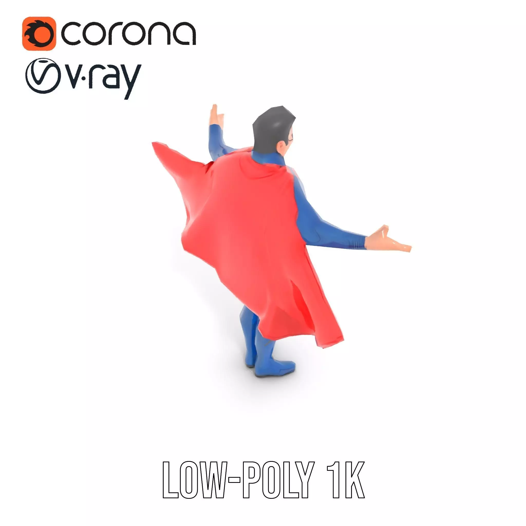 Superhero Character Model Rigged and Animated Low-poly 3D model_24