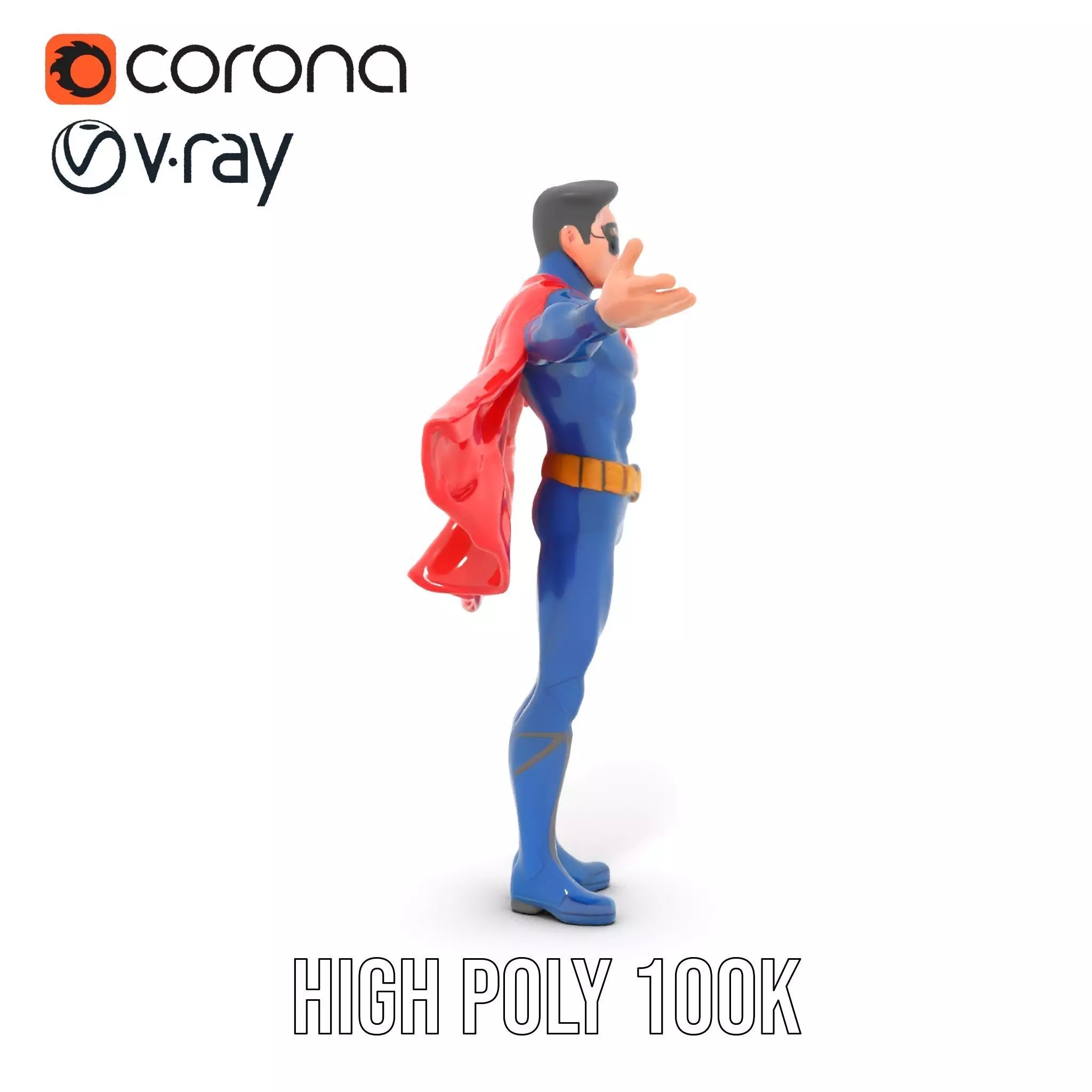 Superhero Character Model Rigged and Animated Low-poly 3D model_12