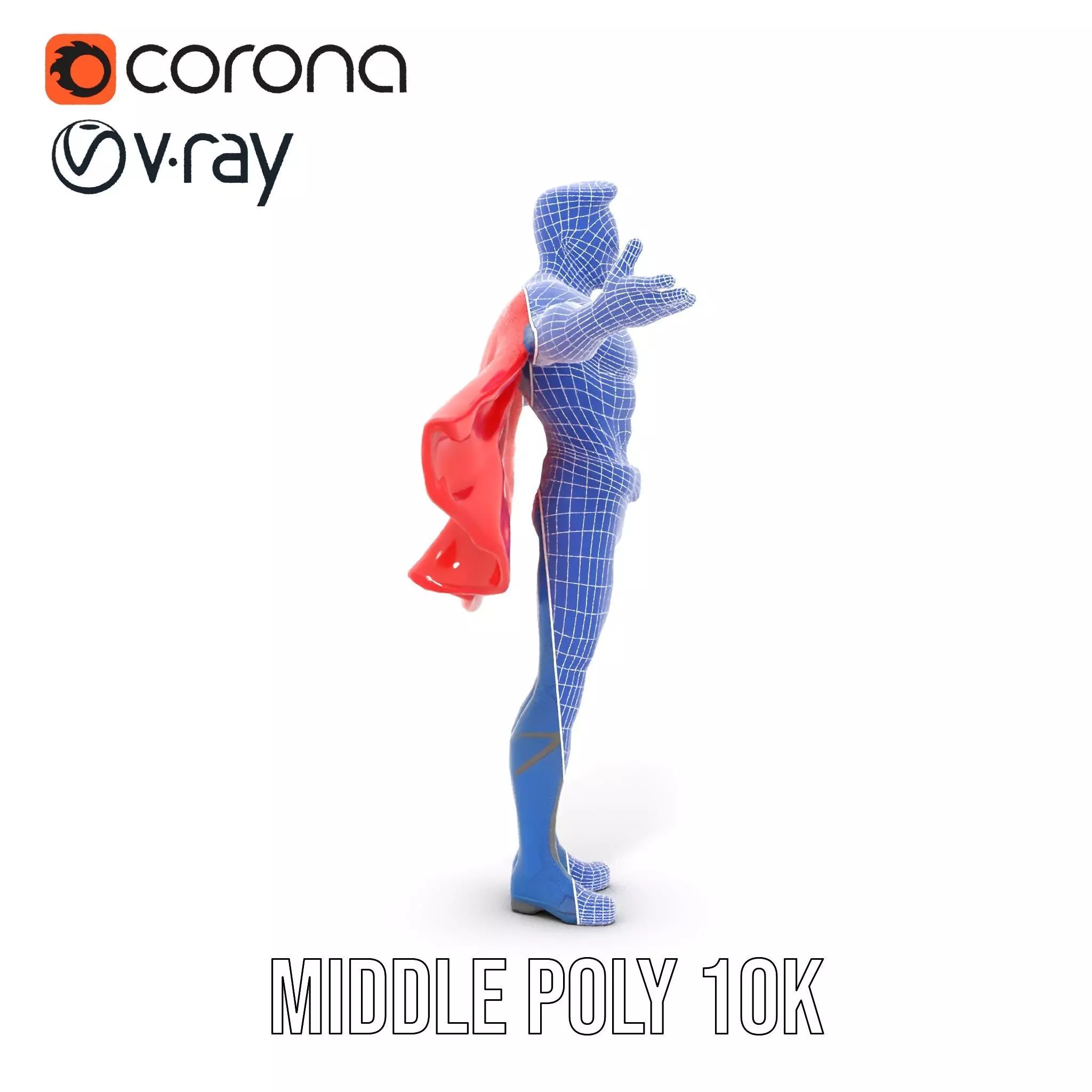 Superhero Character Model Rigged and Animated Low-poly 3D model_34