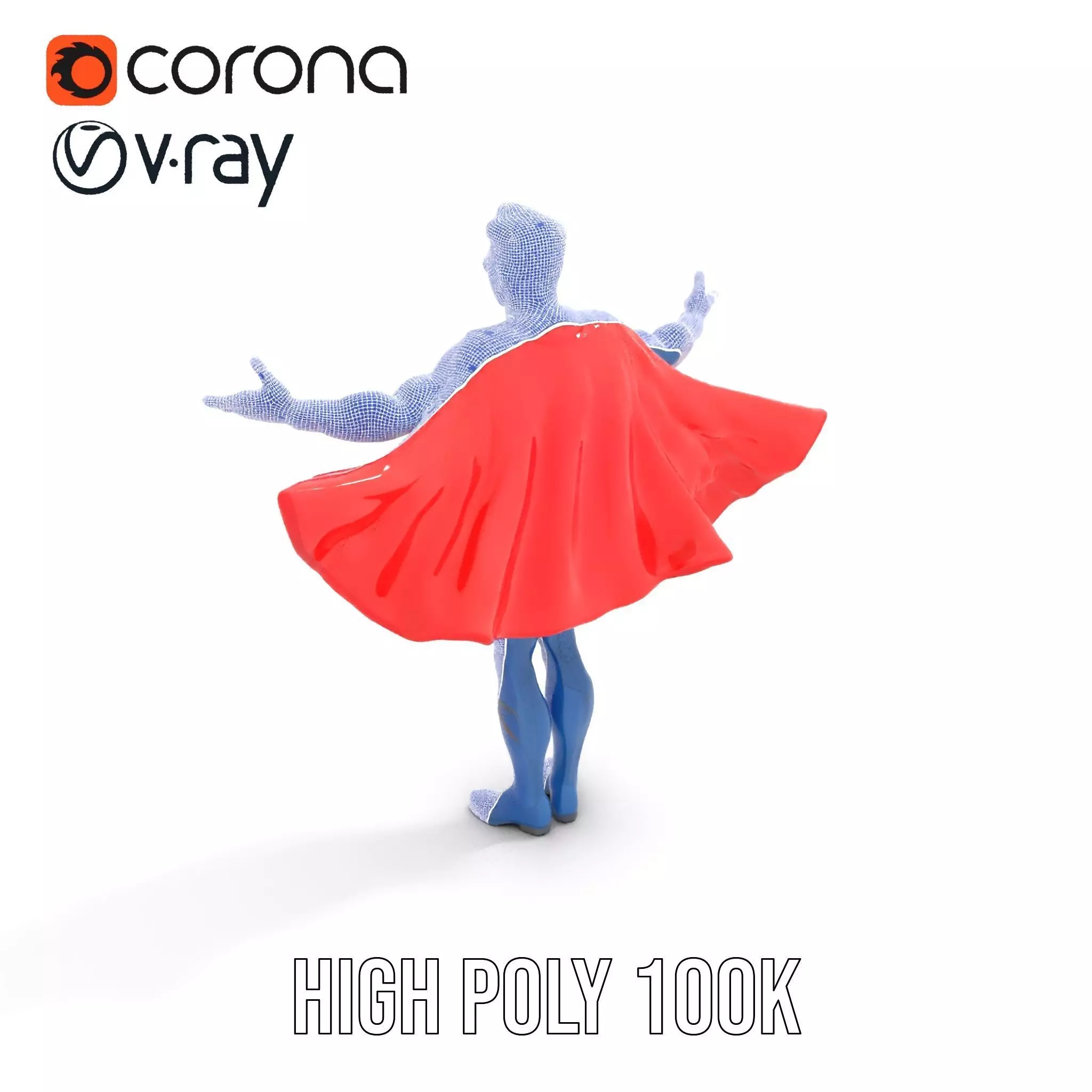 Superhero Character Model Rigged and Animated Low-poly 3D model_25