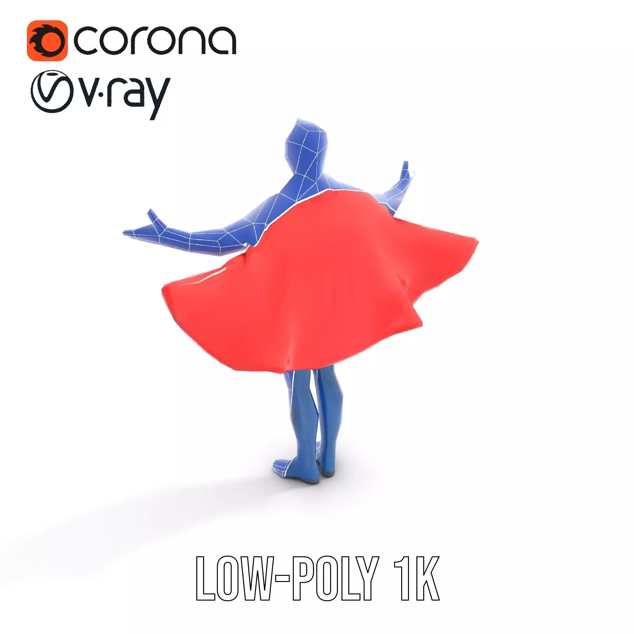 Superhero Character Model Rigged and Animated Low-poly 3D model_8