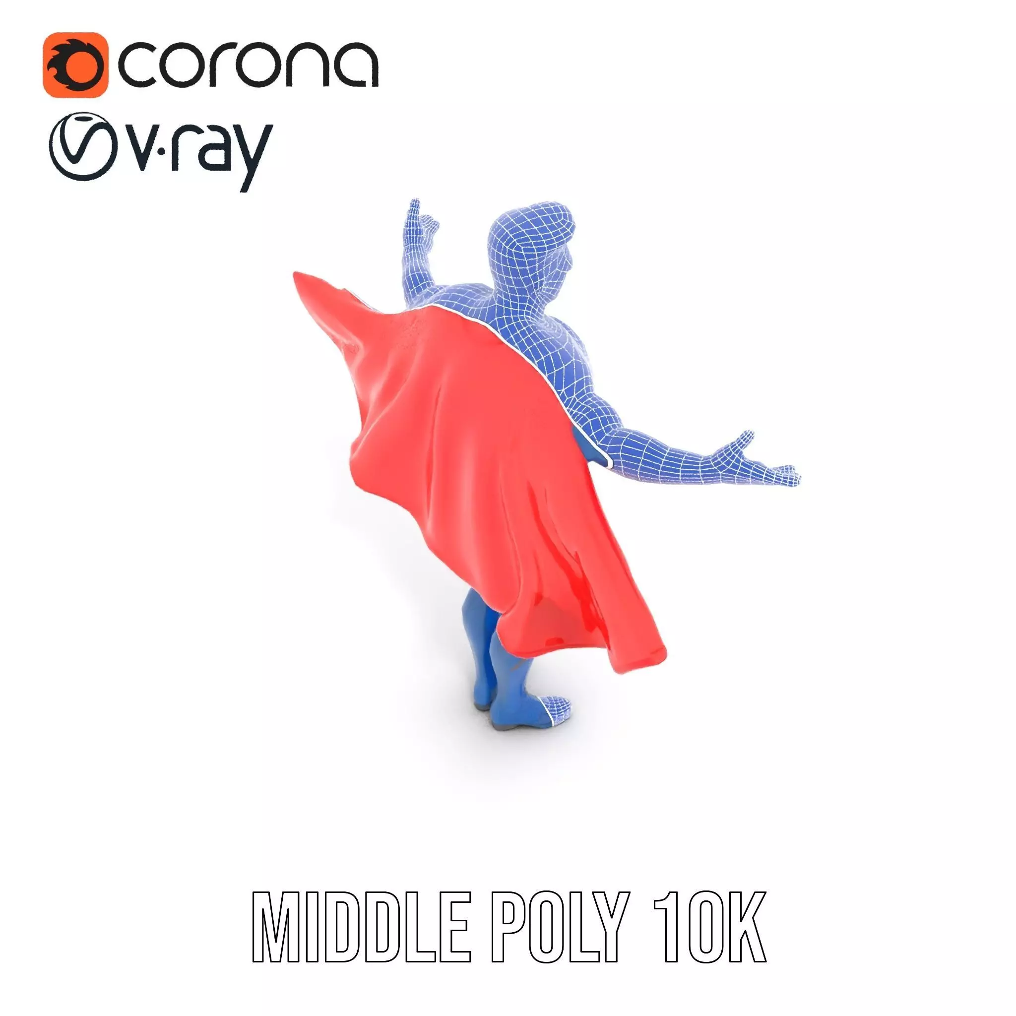 Superhero Character Model Rigged and Animated Low-poly 3D model_32