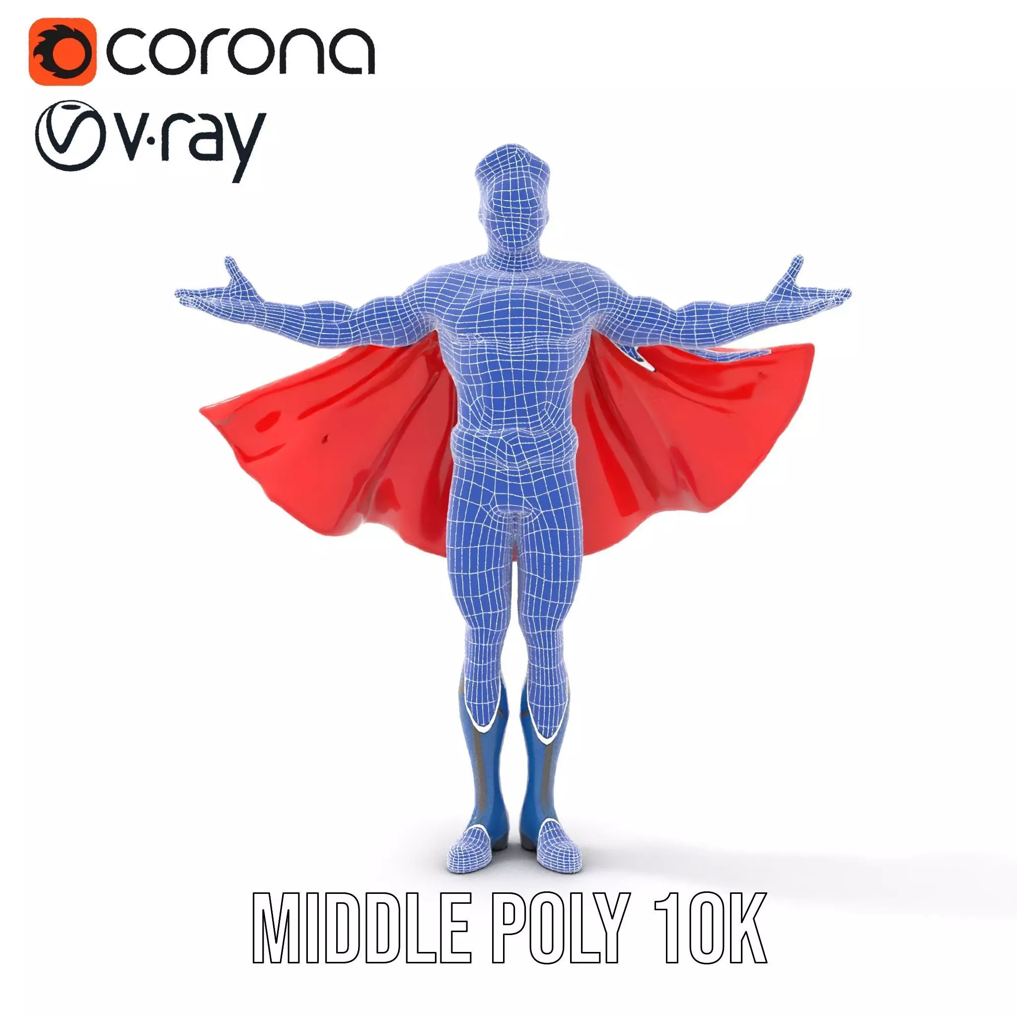 Superhero Character Model Rigged and Animated Low-poly 3D model_26