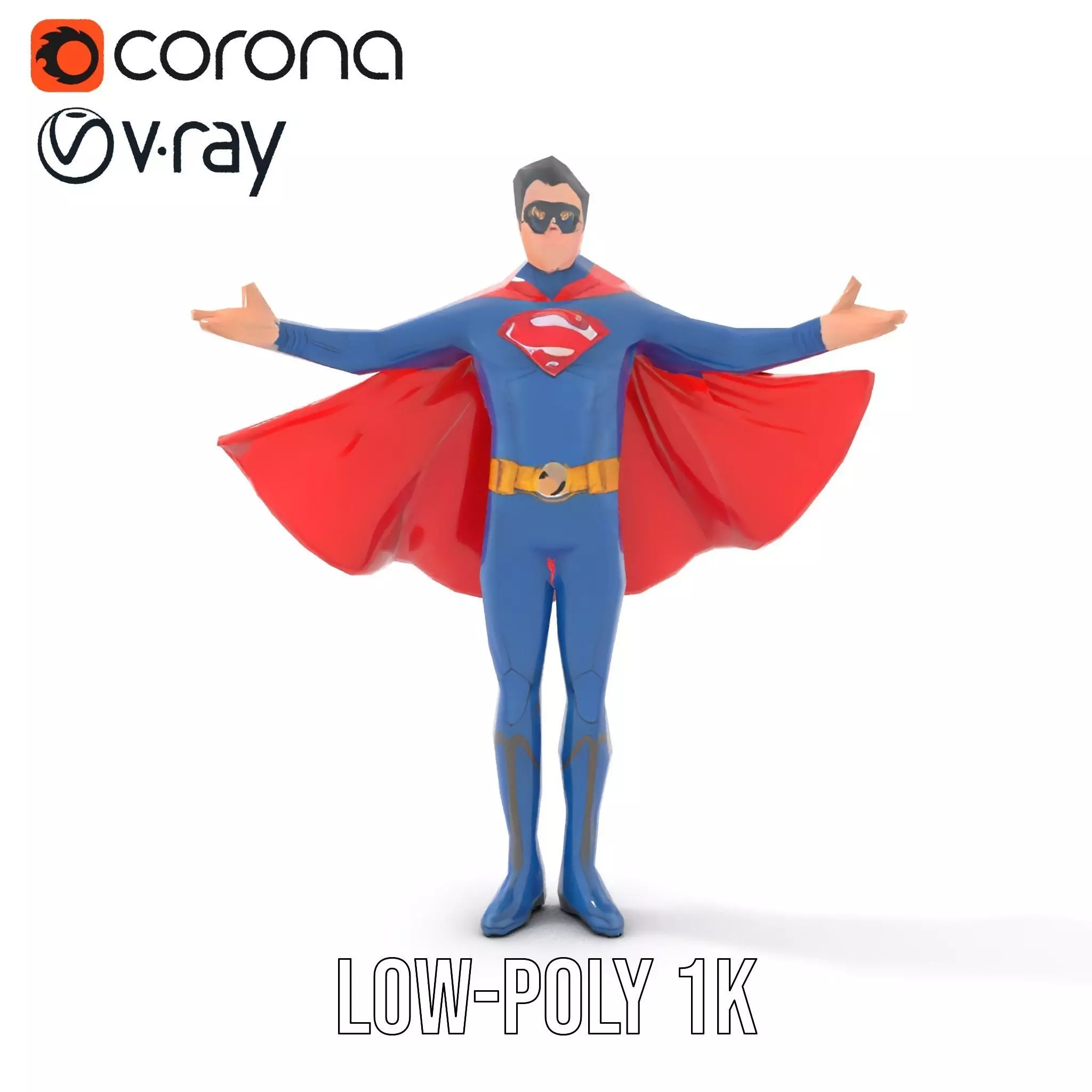 Superhero Character Model Rigged and Animated Low-poly 3D model_27