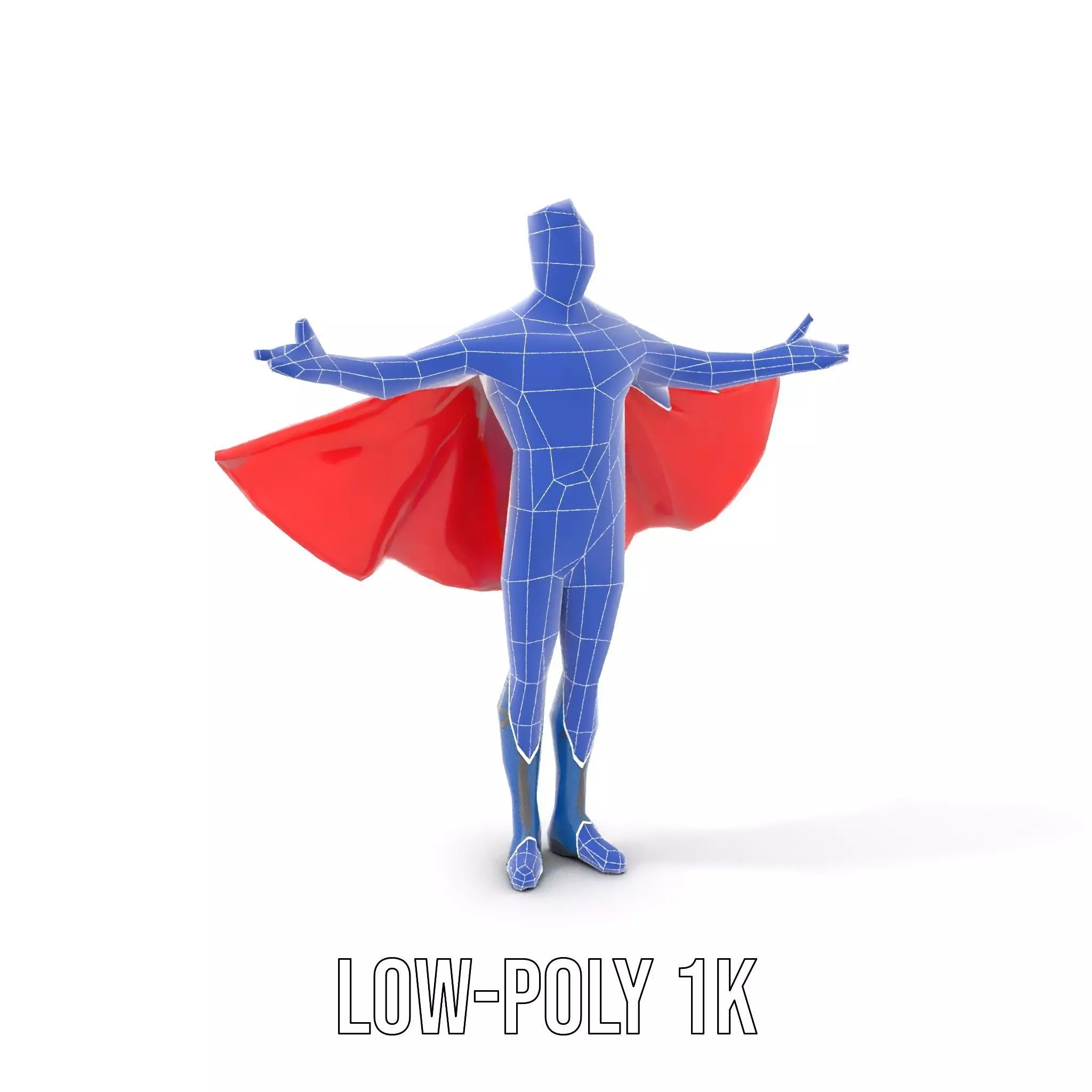 Superhero Character Model Rigged and Animated Low-poly 3D model_7