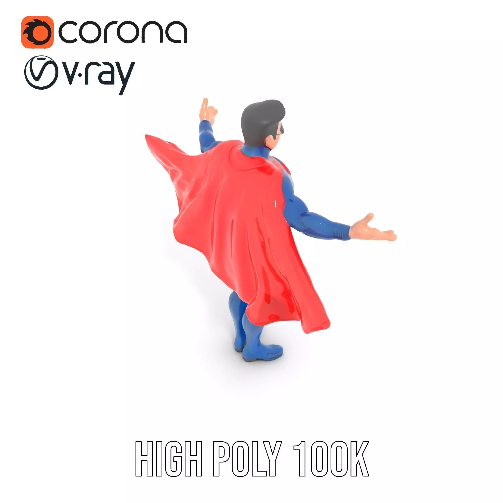 Superhero Character Model Rigged and Animated Low-poly 3D model_9