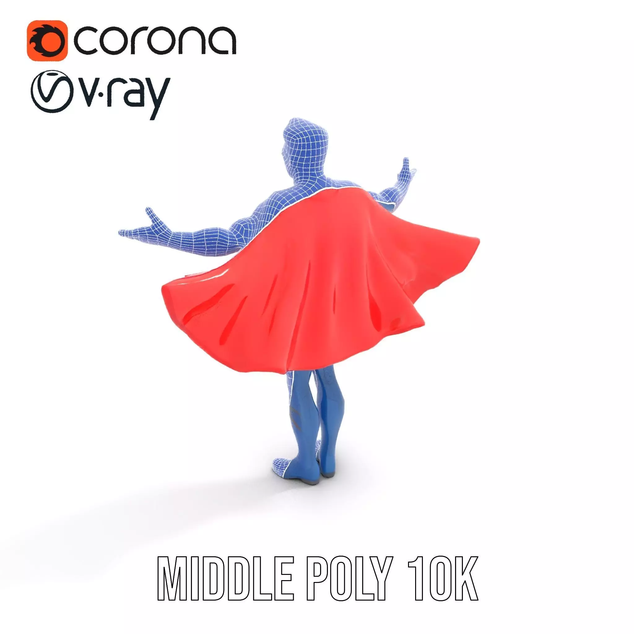 Superhero Character Model Rigged and Animated Low-poly 3D model_29