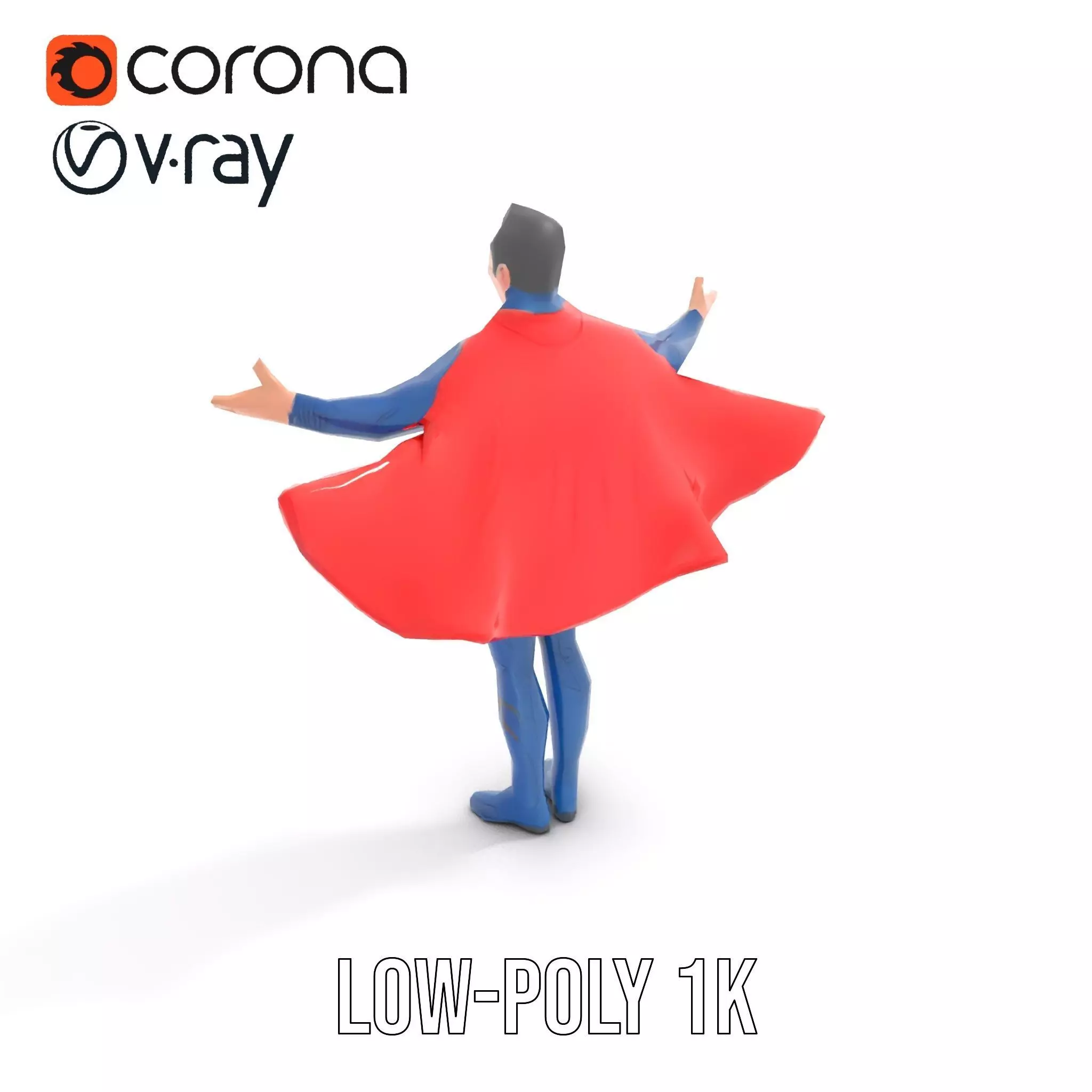 Superhero Character Model Rigged and Animated Low-poly 3D model_14