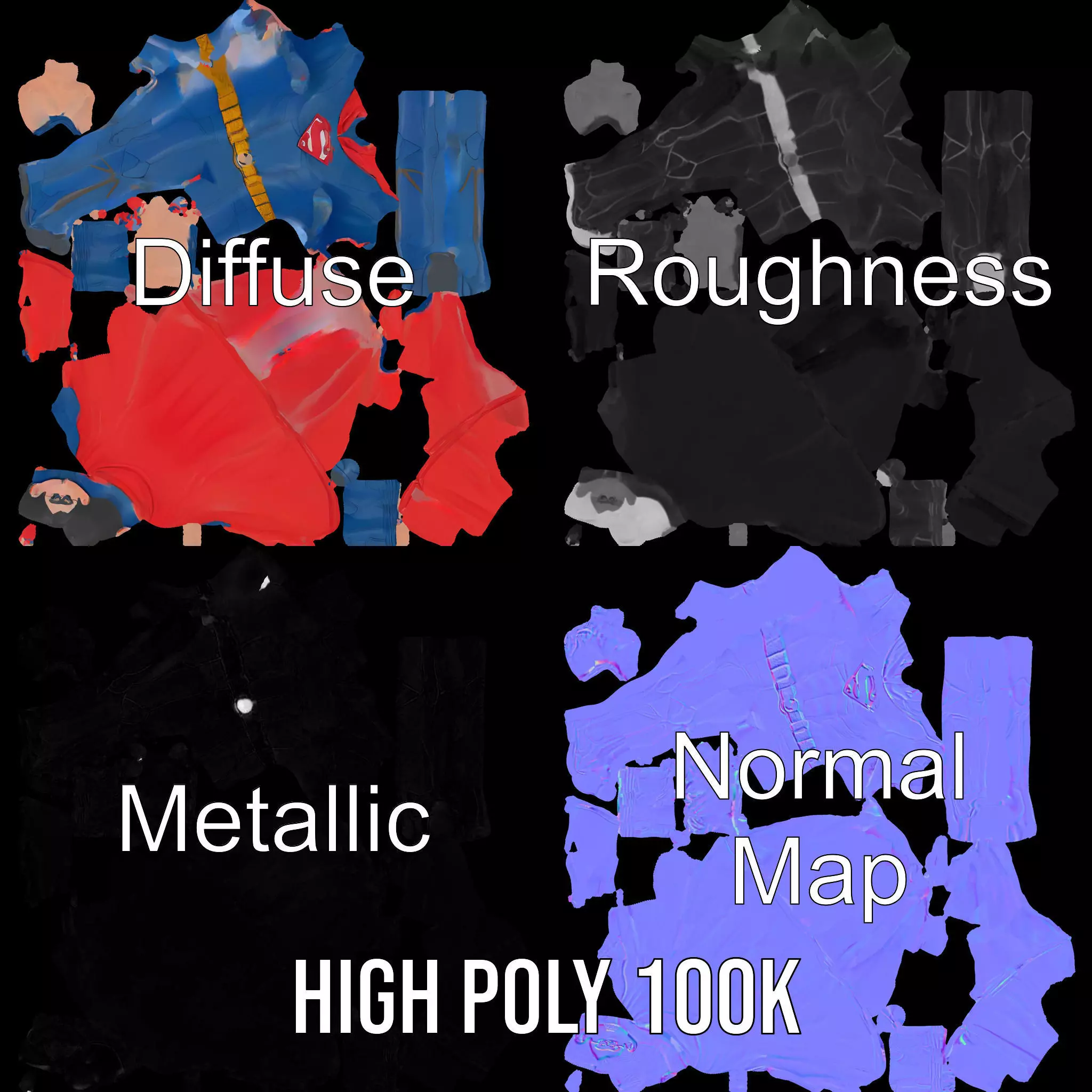 Superhero Character Model Rigged and Animated Low-poly 3D model_3