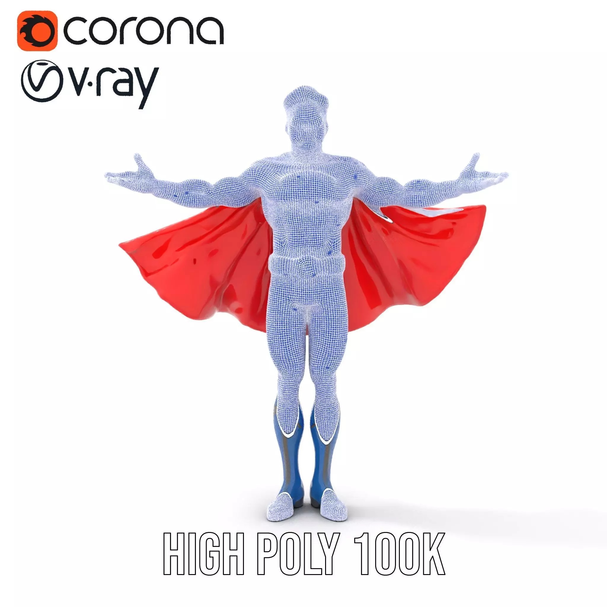 Superhero Character Model Rigged and Animated Low-poly 3D model_28