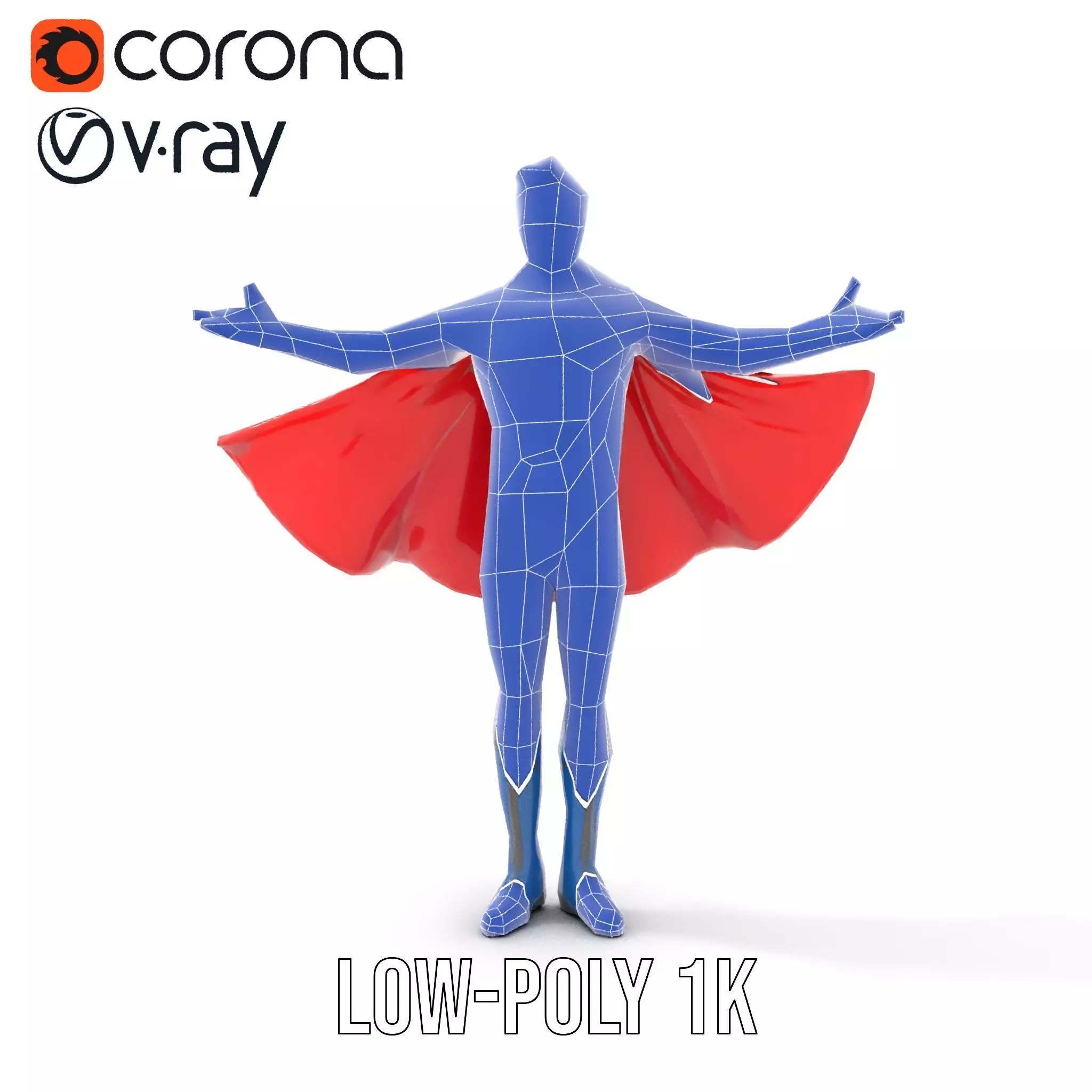 Superhero Character Model Rigged and Animated Low-poly 3D model_30