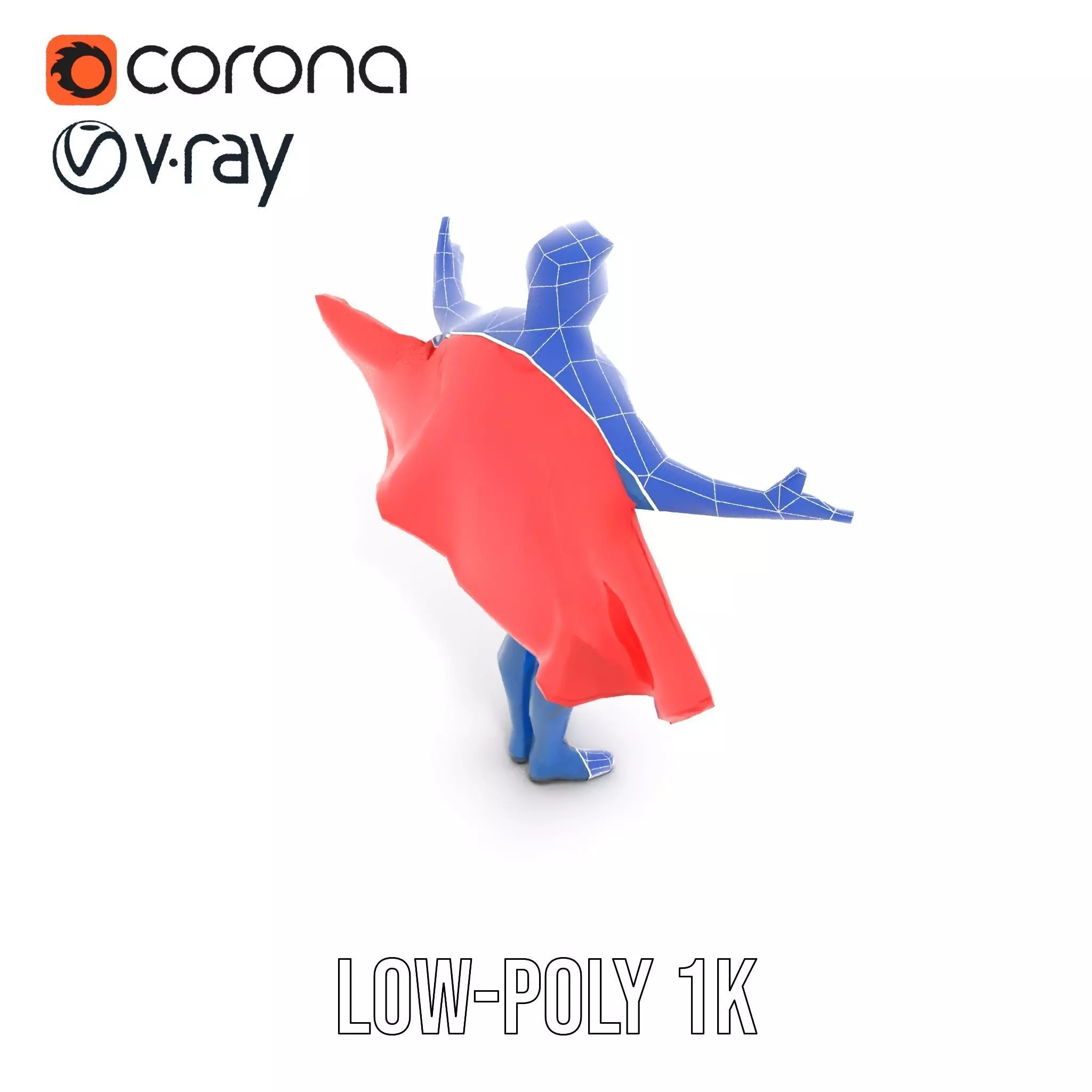 Superhero Character Model Rigged and Animated Low-poly 3D model_20