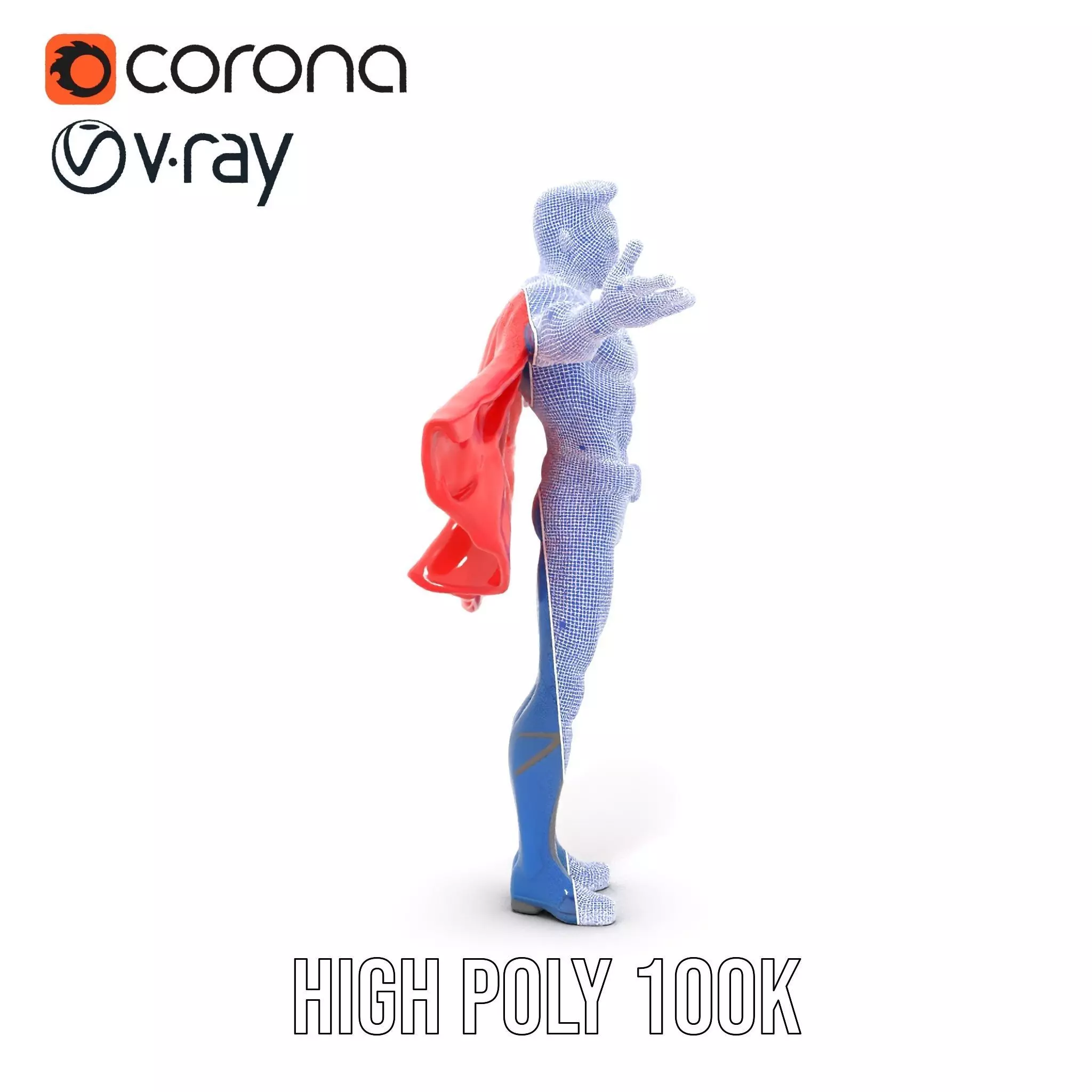 Superhero Character Model Rigged and Animated Low-poly 3D model_33