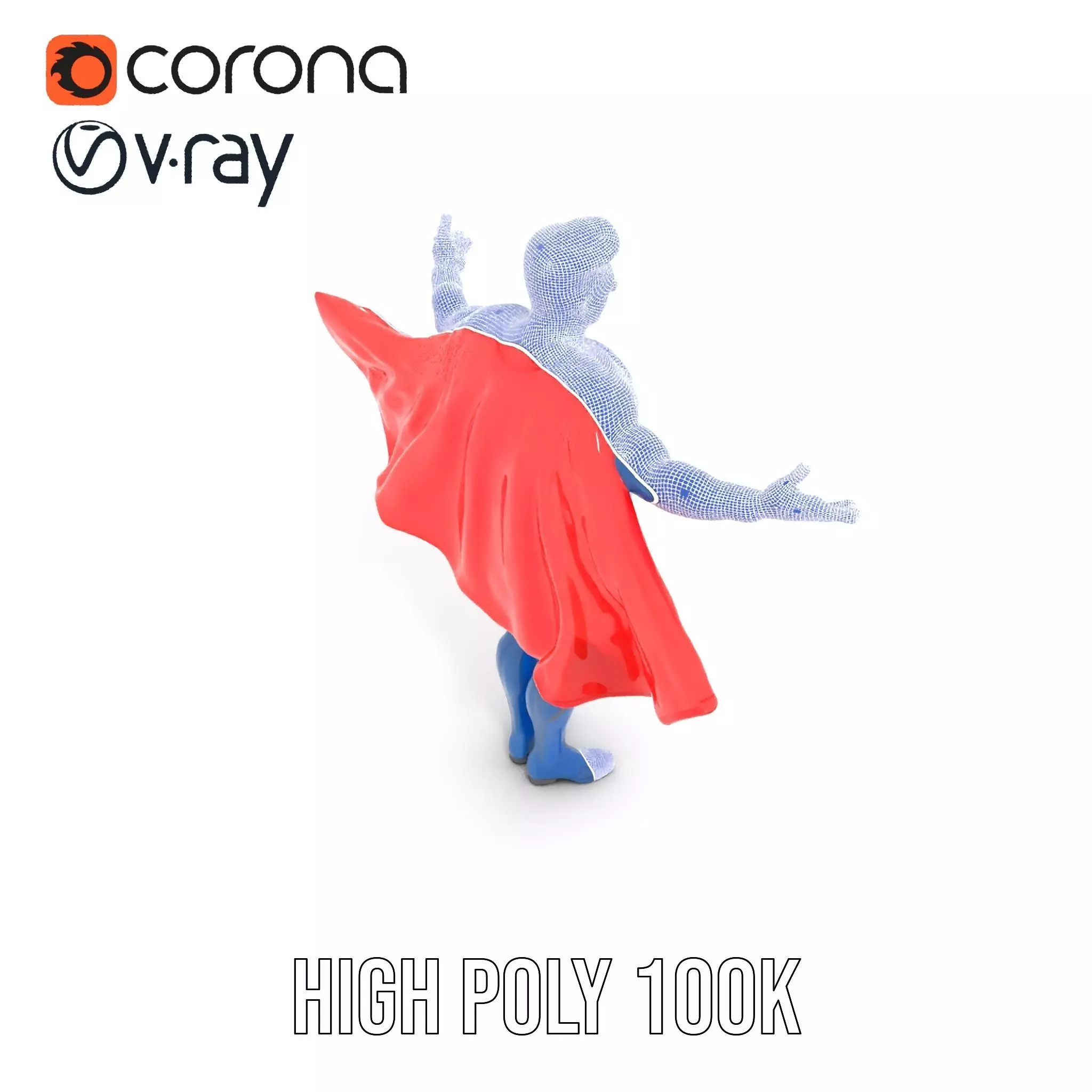 Superhero Character Model Rigged and Animated Low-poly 3D model_31